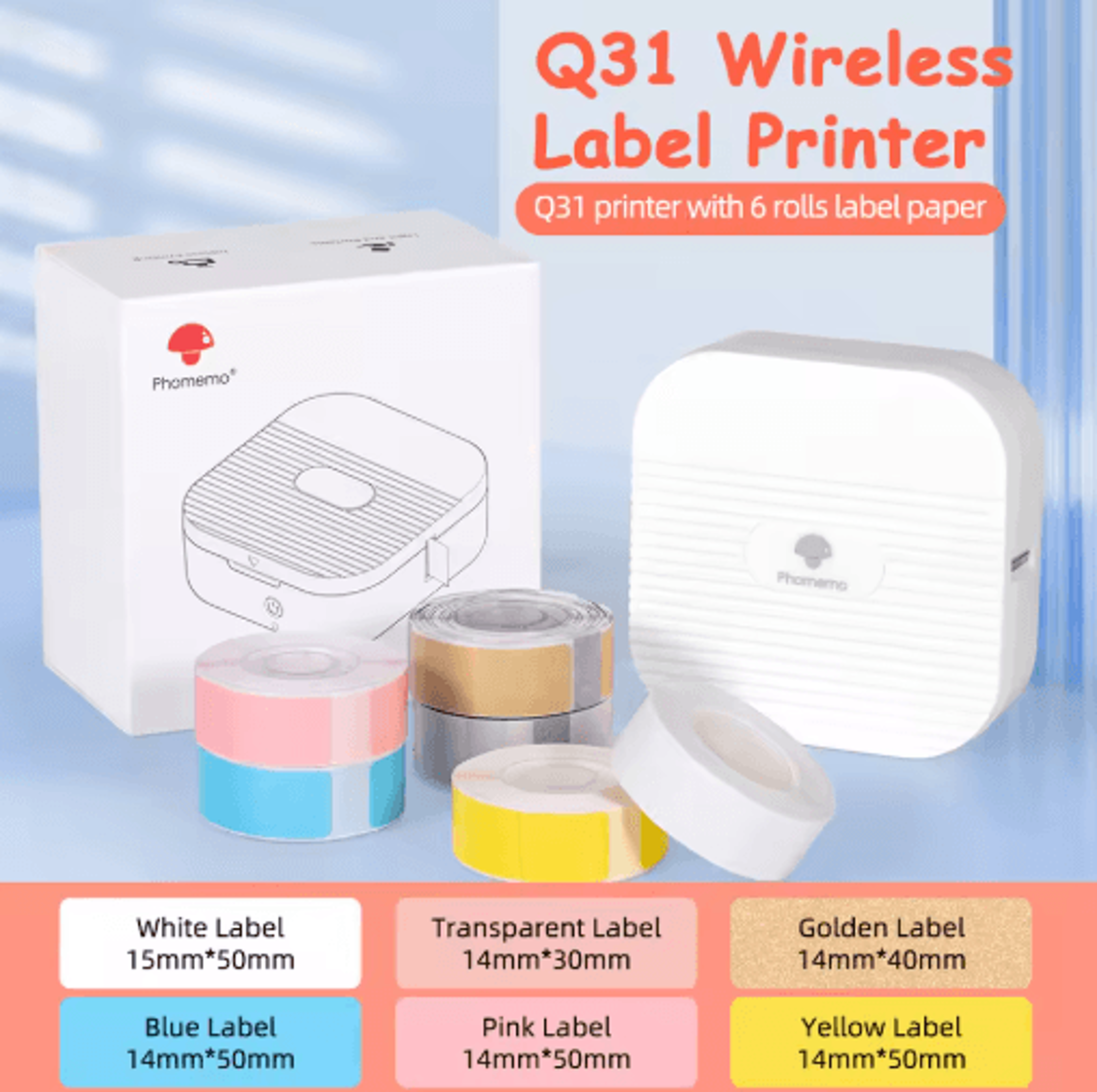 Mini Bluetooth Thermal Label Printer  Portable 615mm Sticker Label Maker 0