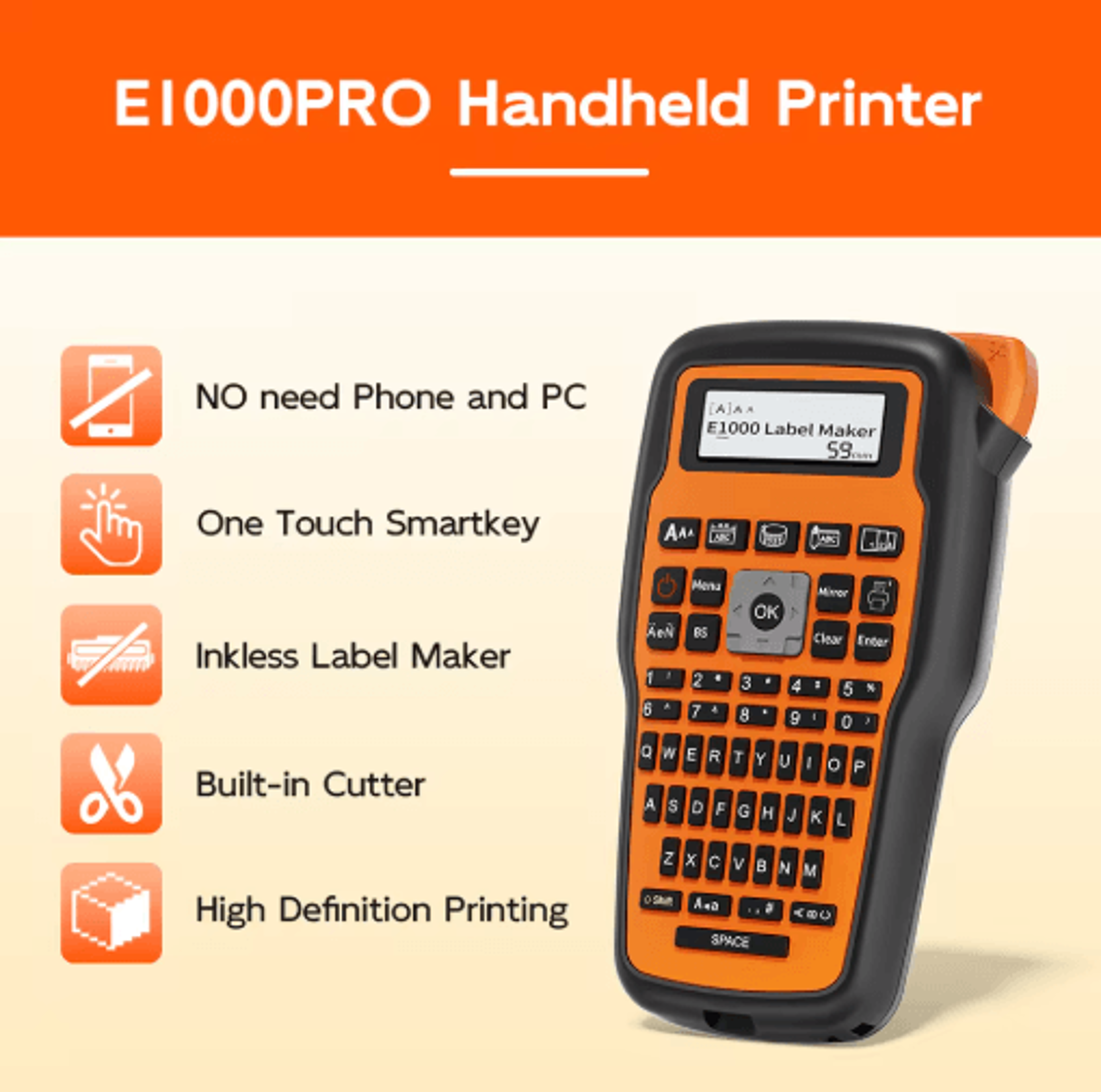 Handheld Label Printer  Portable 612mm Cable  Heat Shrink Tube Label Maker 7