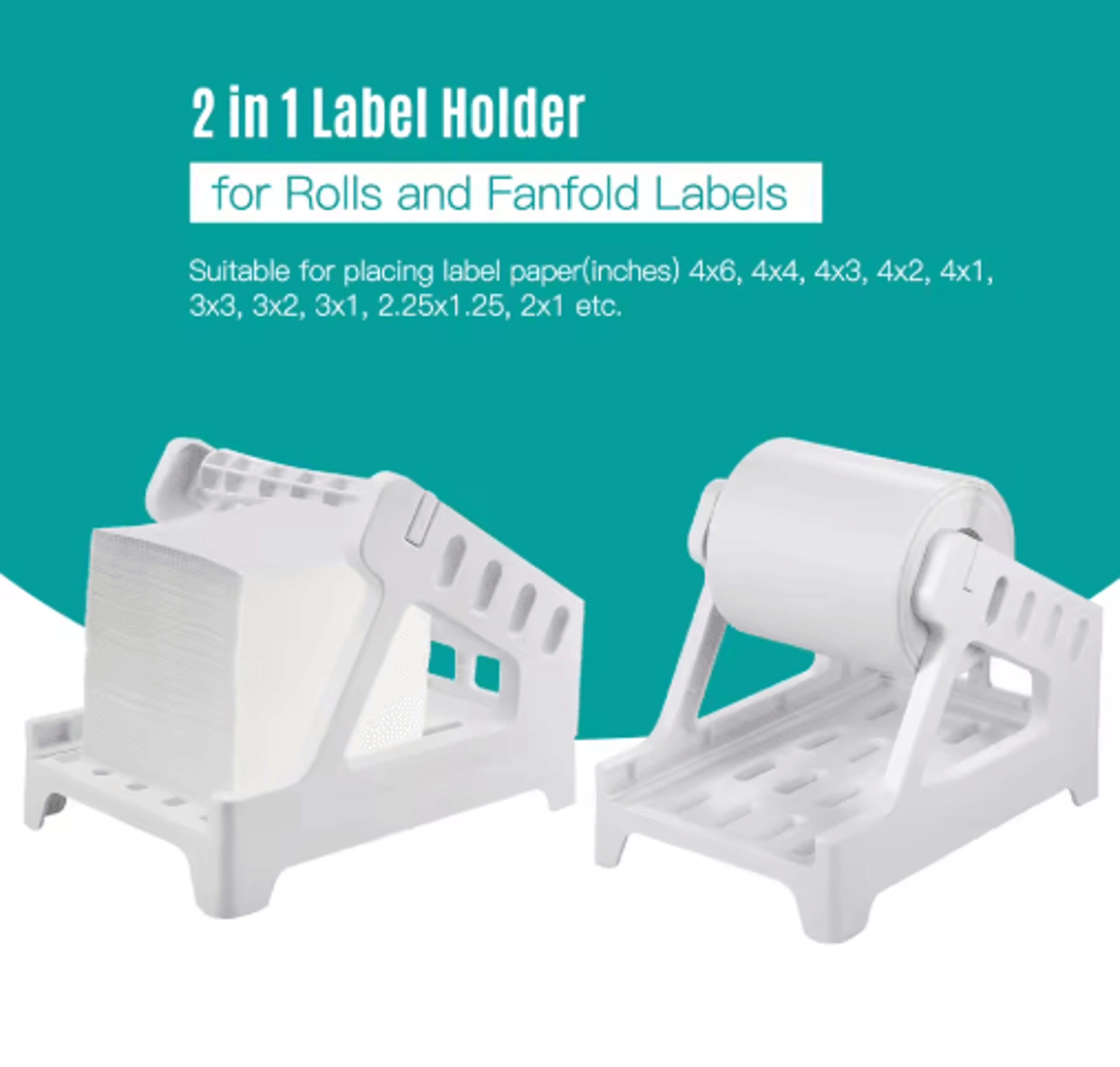 2in1 Shipping Label Holder  Desktop Dispenser For 4x6 Thermal Label Rolls  Fanfold Labels 5
