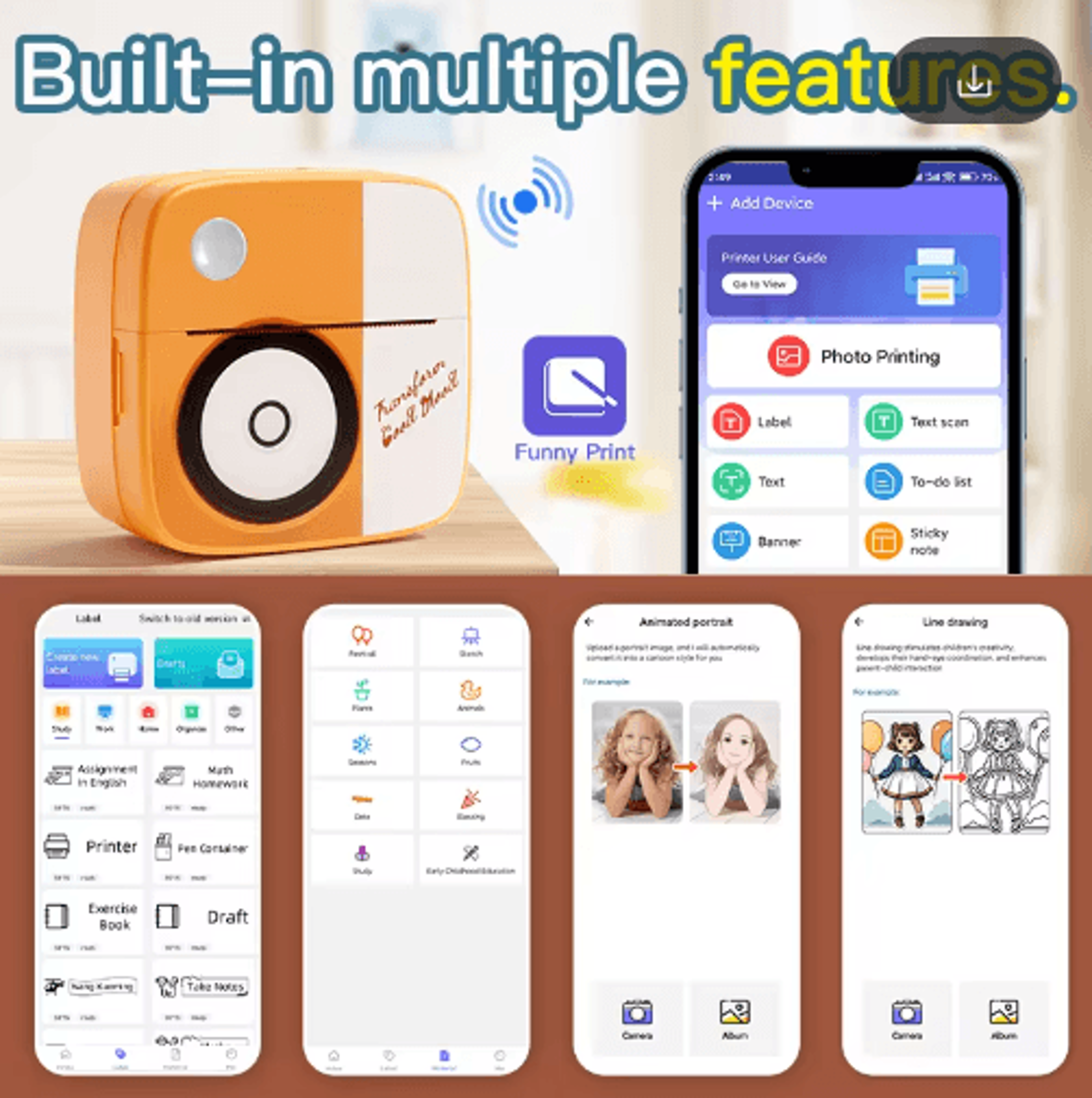 D2 Mini Thermal Photo Printer  Portable Sticker  Label Maker 6