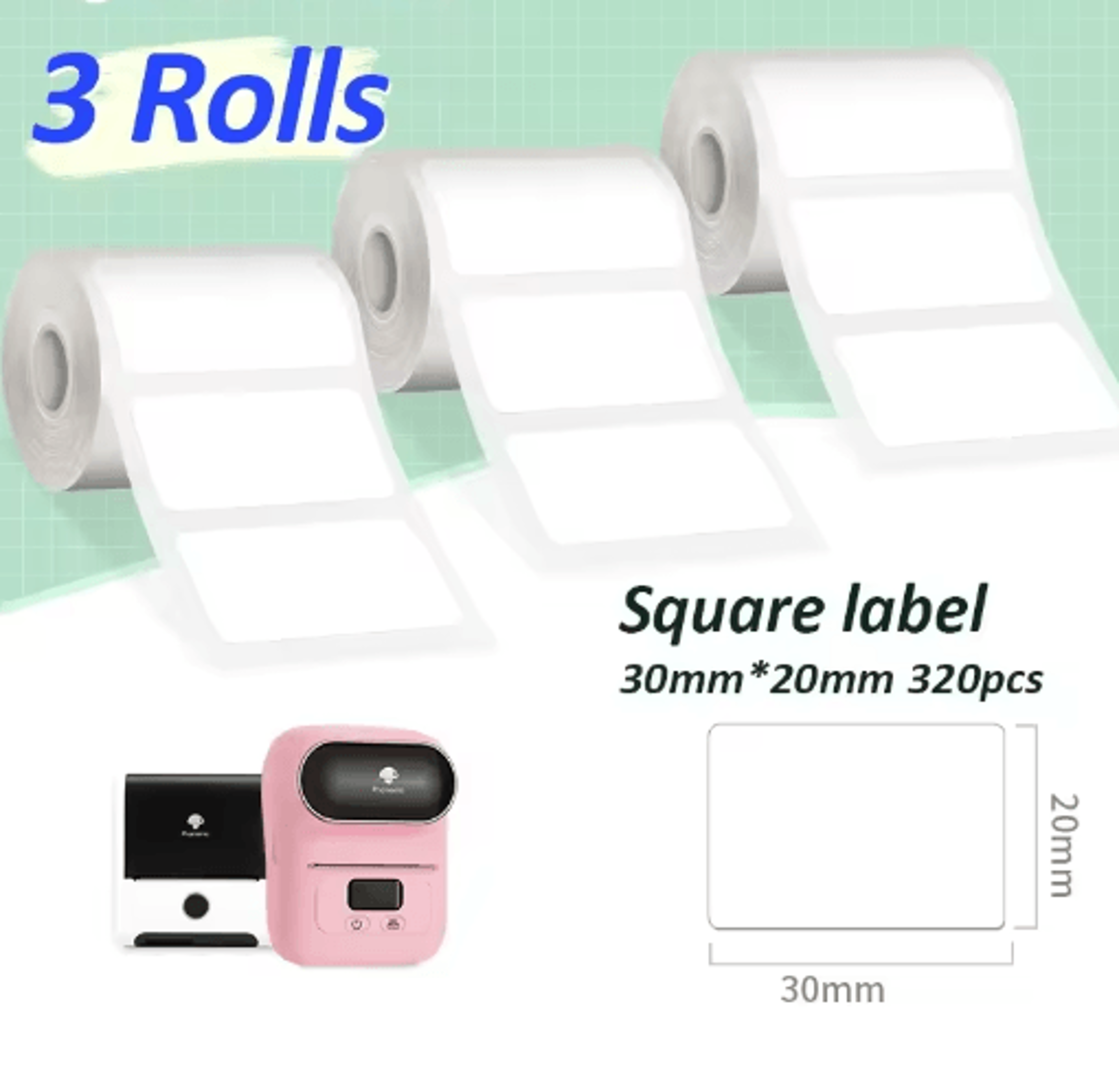3 Rolls Transparent Thermal Sticker Labels  40x30mm Clear Barcode  Logo Printing Paper 5