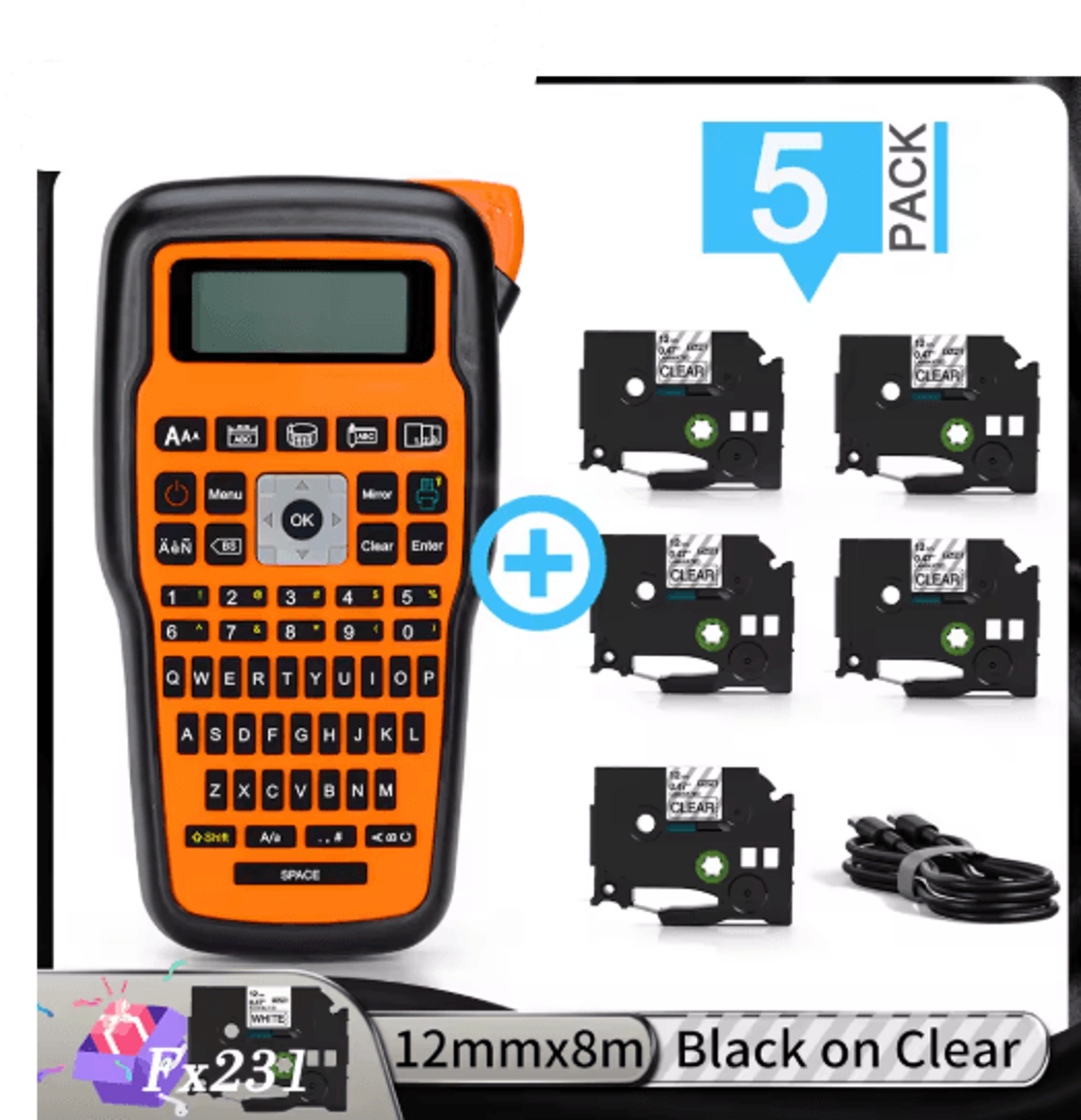 E1000 Pro Handheld Label Maker  Portable Industrial Label Printer For Brother TZe Tape 7