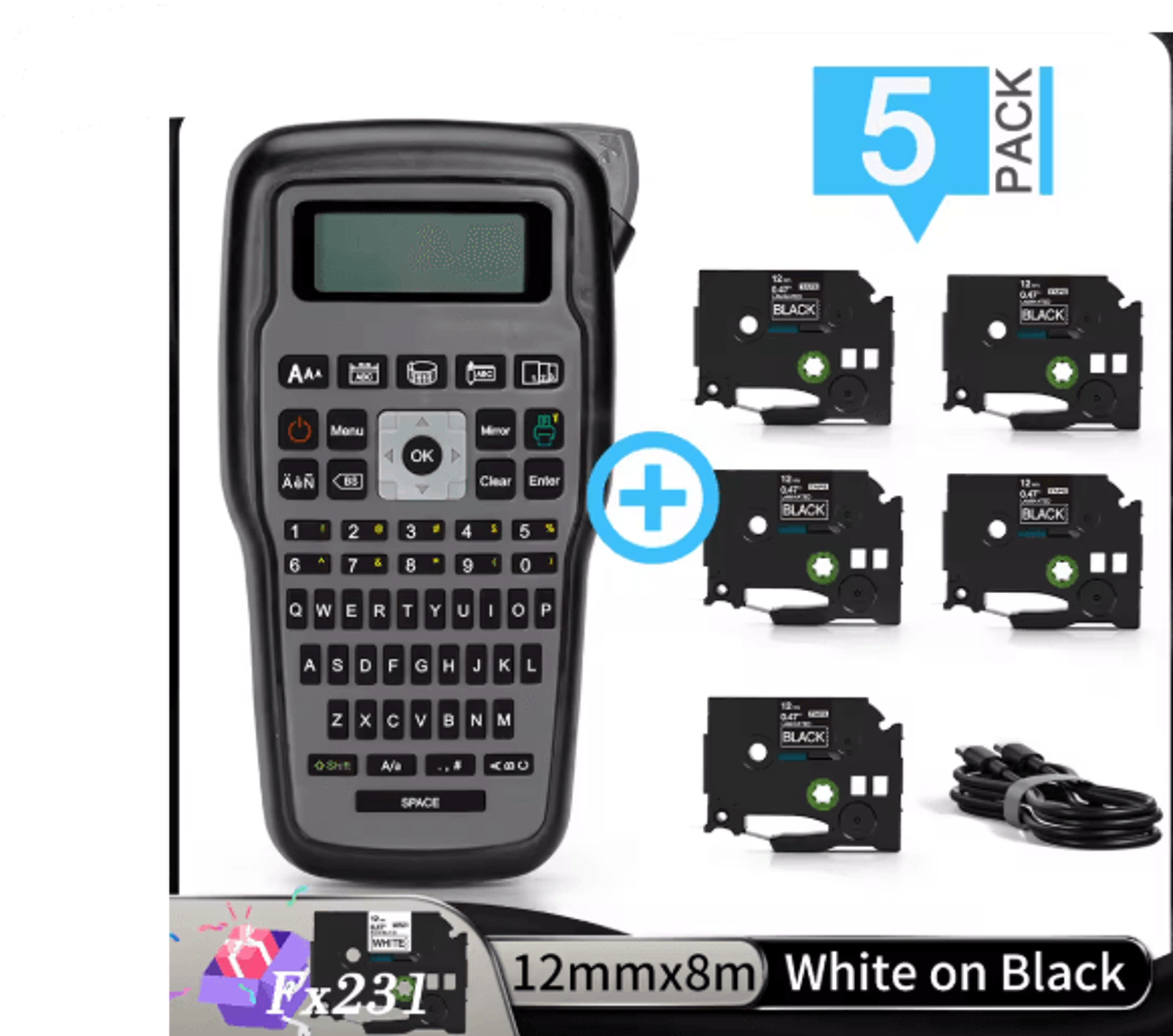 E1000 Pro Handheld Label Maker  Portable Industrial Label Printer For Brother TZe Tape 6