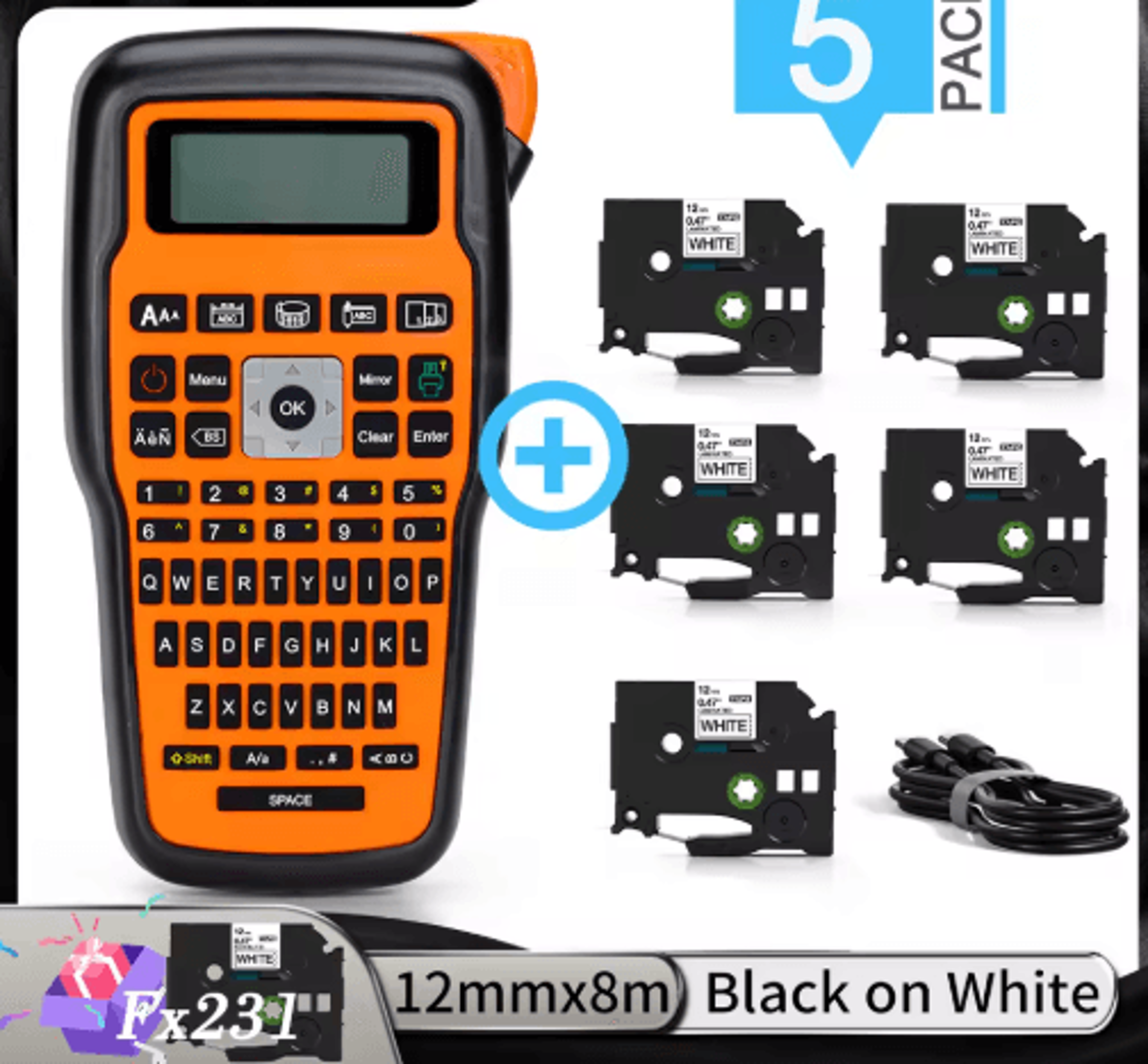 E1000 Pro Handheld Label Maker  Portable Industrial Label Printer For Brother TZe Tape 15