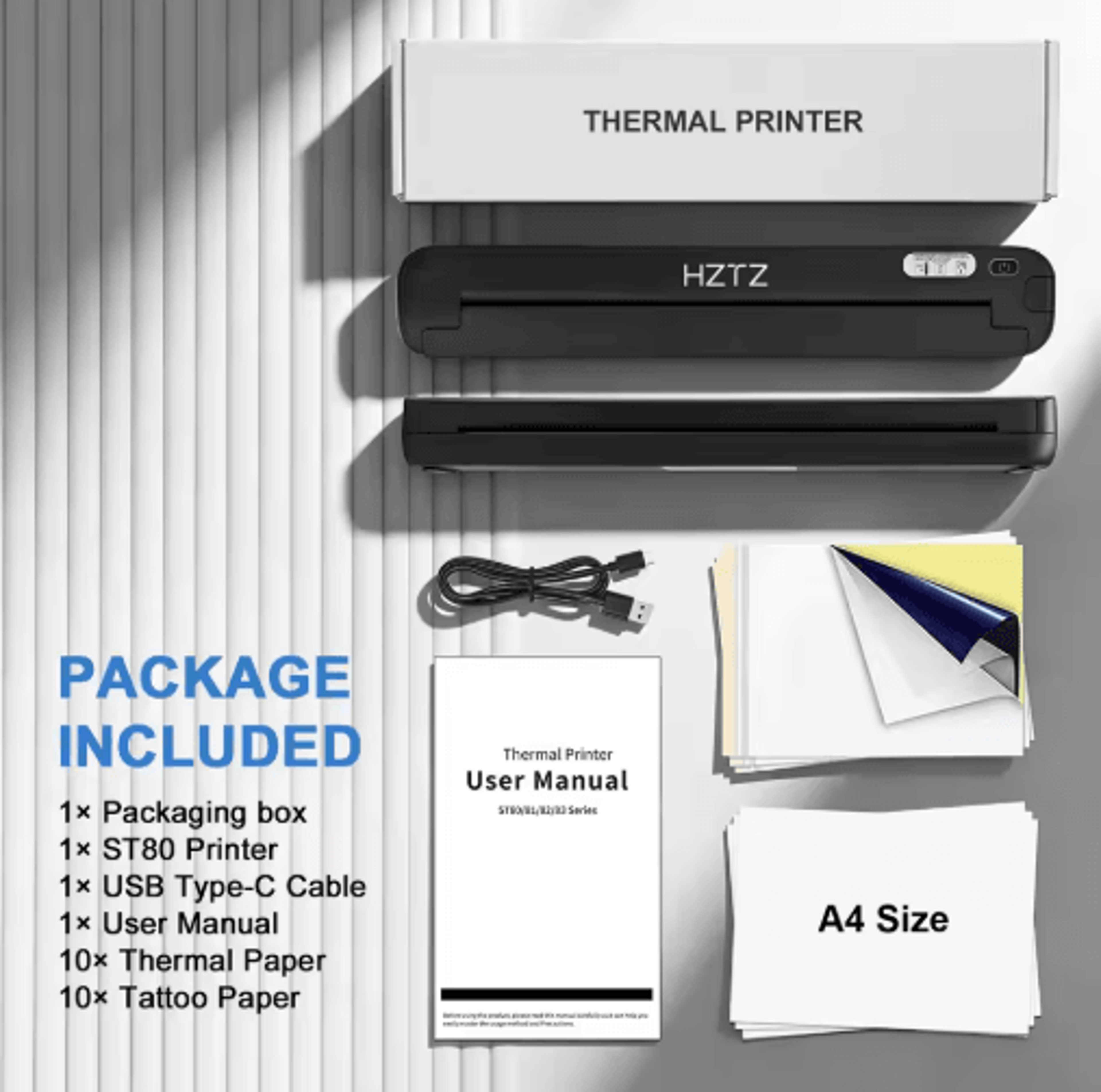 ST80 Wireless Tattoo Stencil Printer  203dpi A4 Thermal Transfer Printer 4