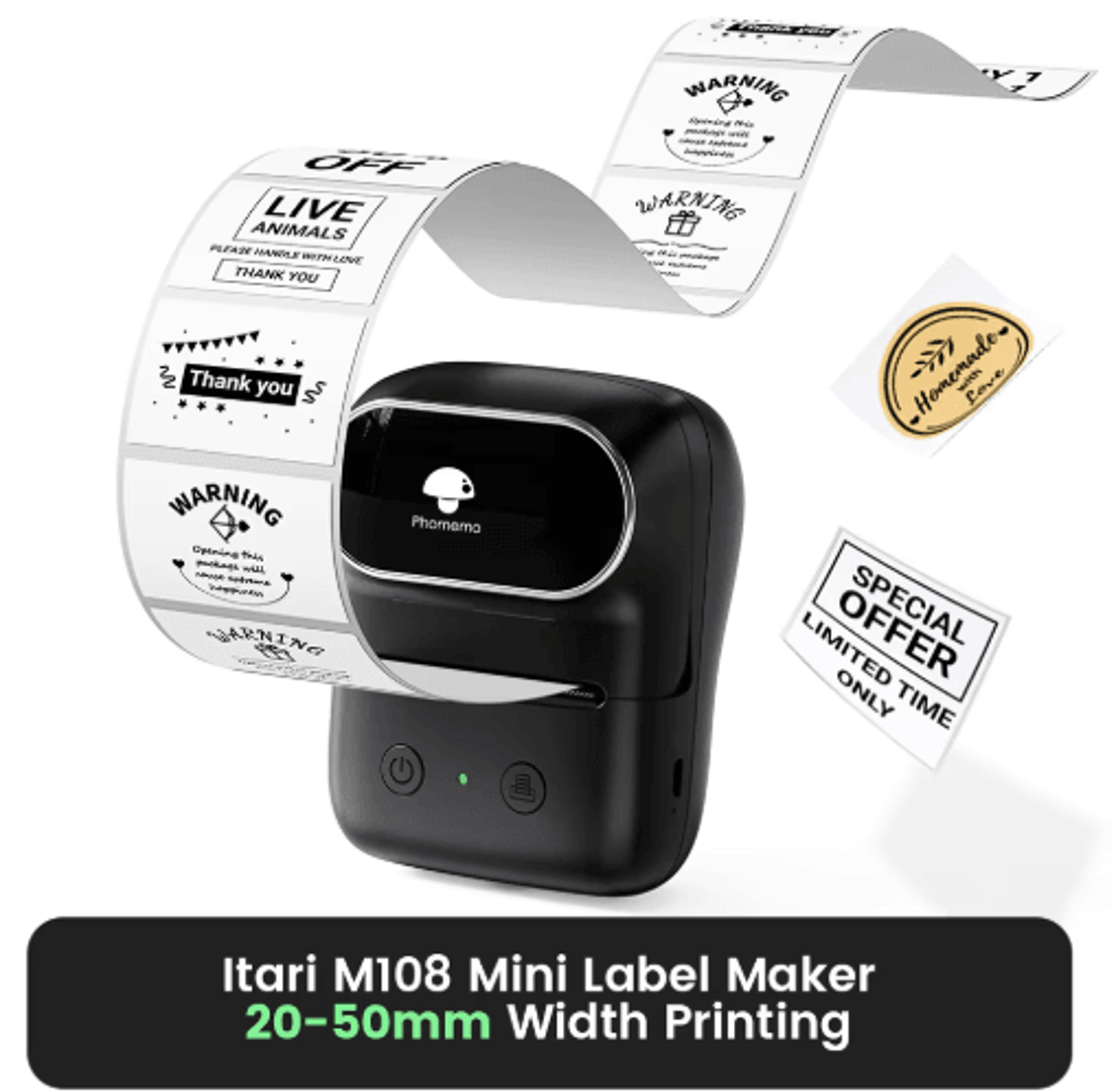 M108 Bluetooth Thermal Label Maker  2Inch Barcode Printer For Home  Small Business 0