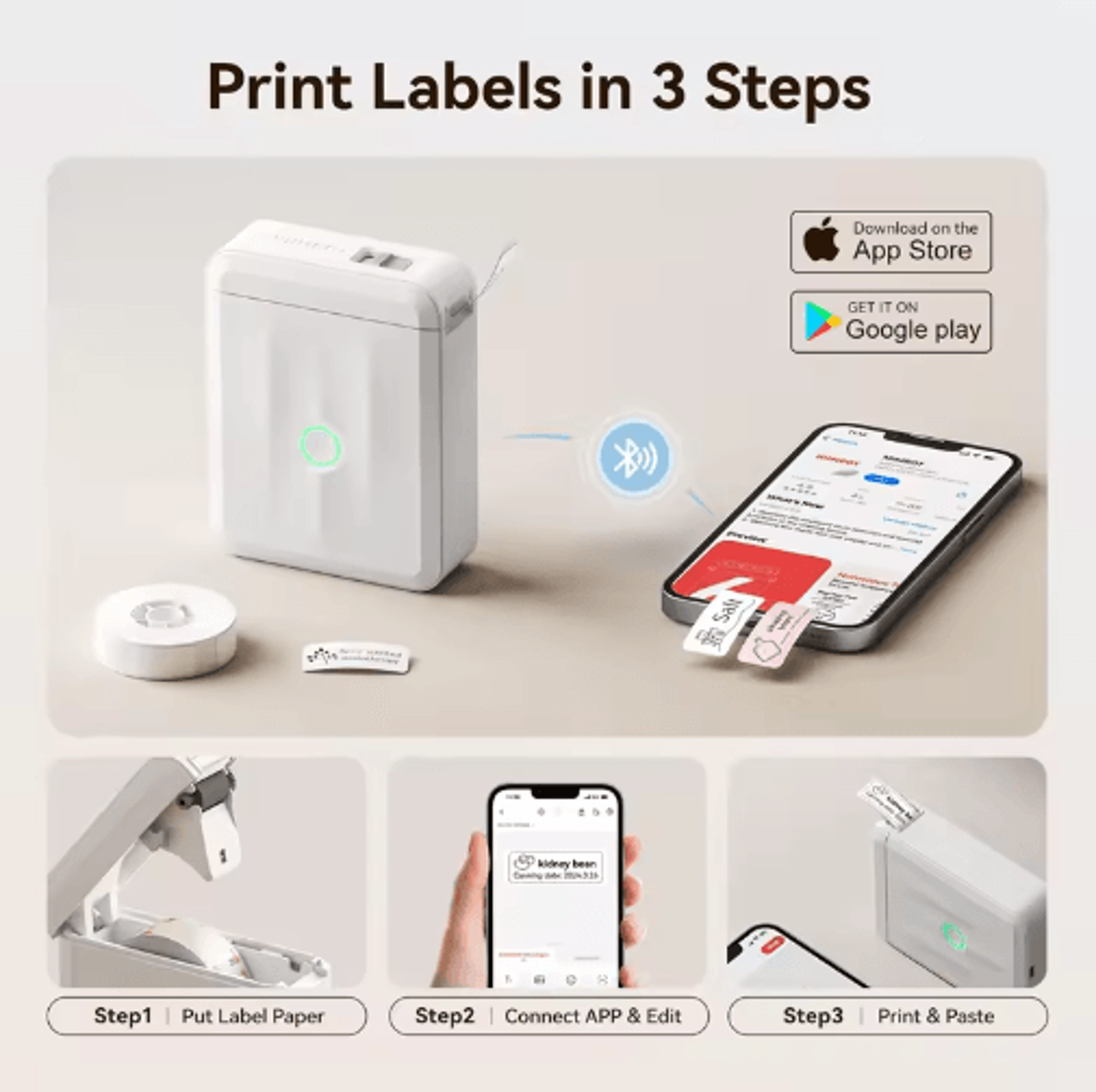 D110 Upgraded Thermal Label Printer  Mini Portable Name Tag  Sticker Maker 28