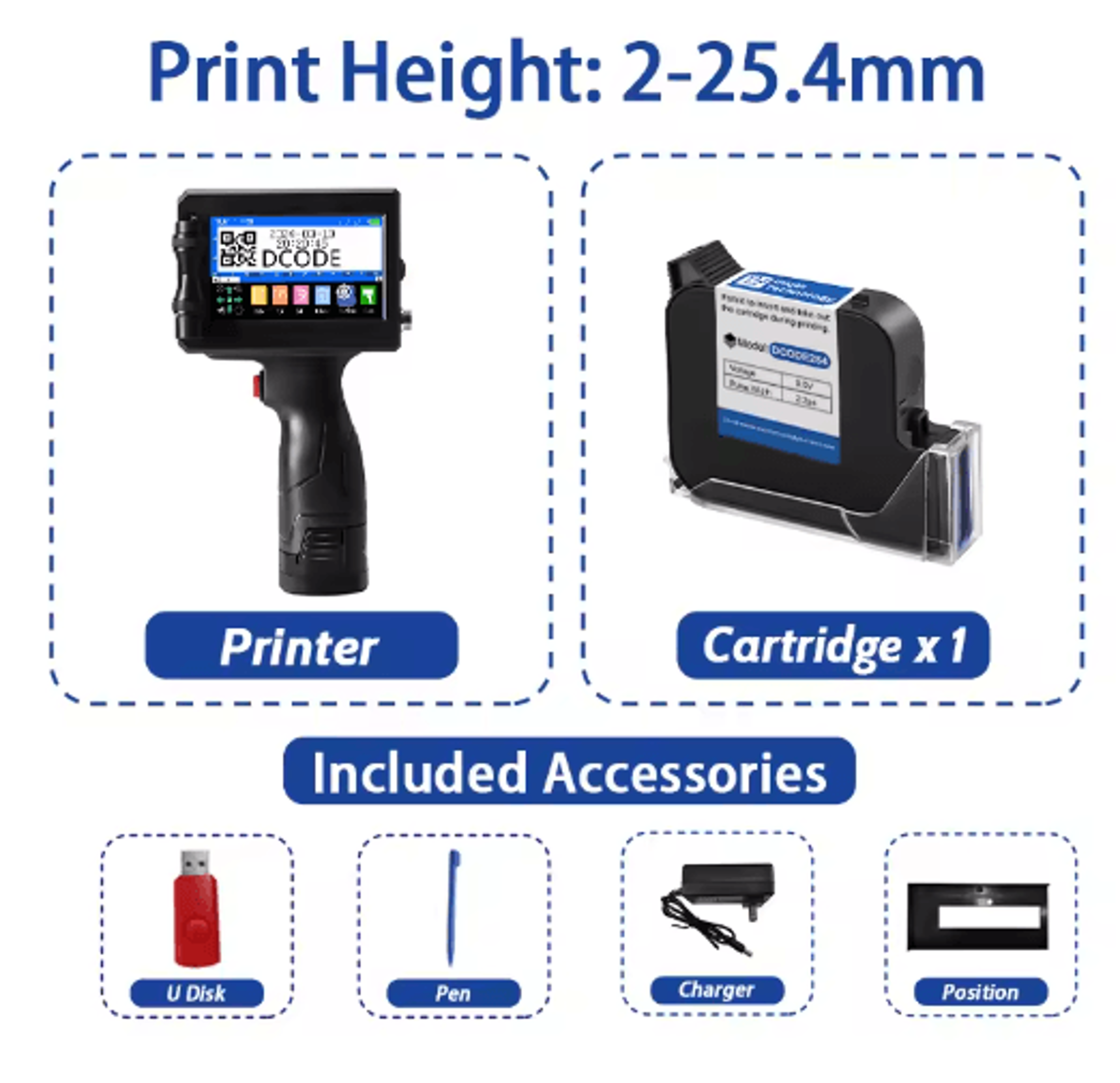 Portable Handheld Inkjet Printer  127254mm Date Barcode  QR Code Coding Machine 5