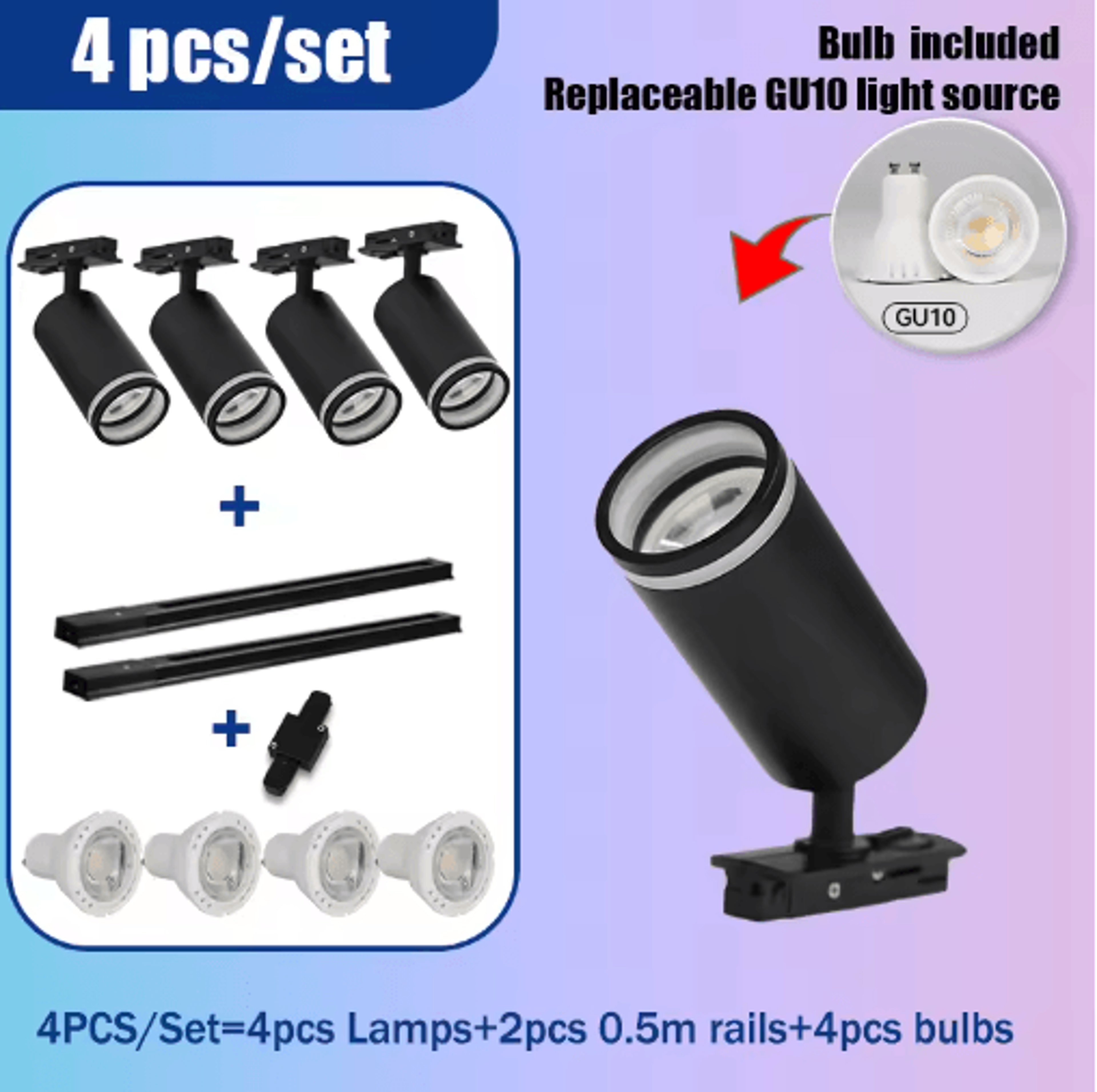 GU10 LED Track Spotlight  110V Adjustable Rail Ceiling Light For Home  Shop 3