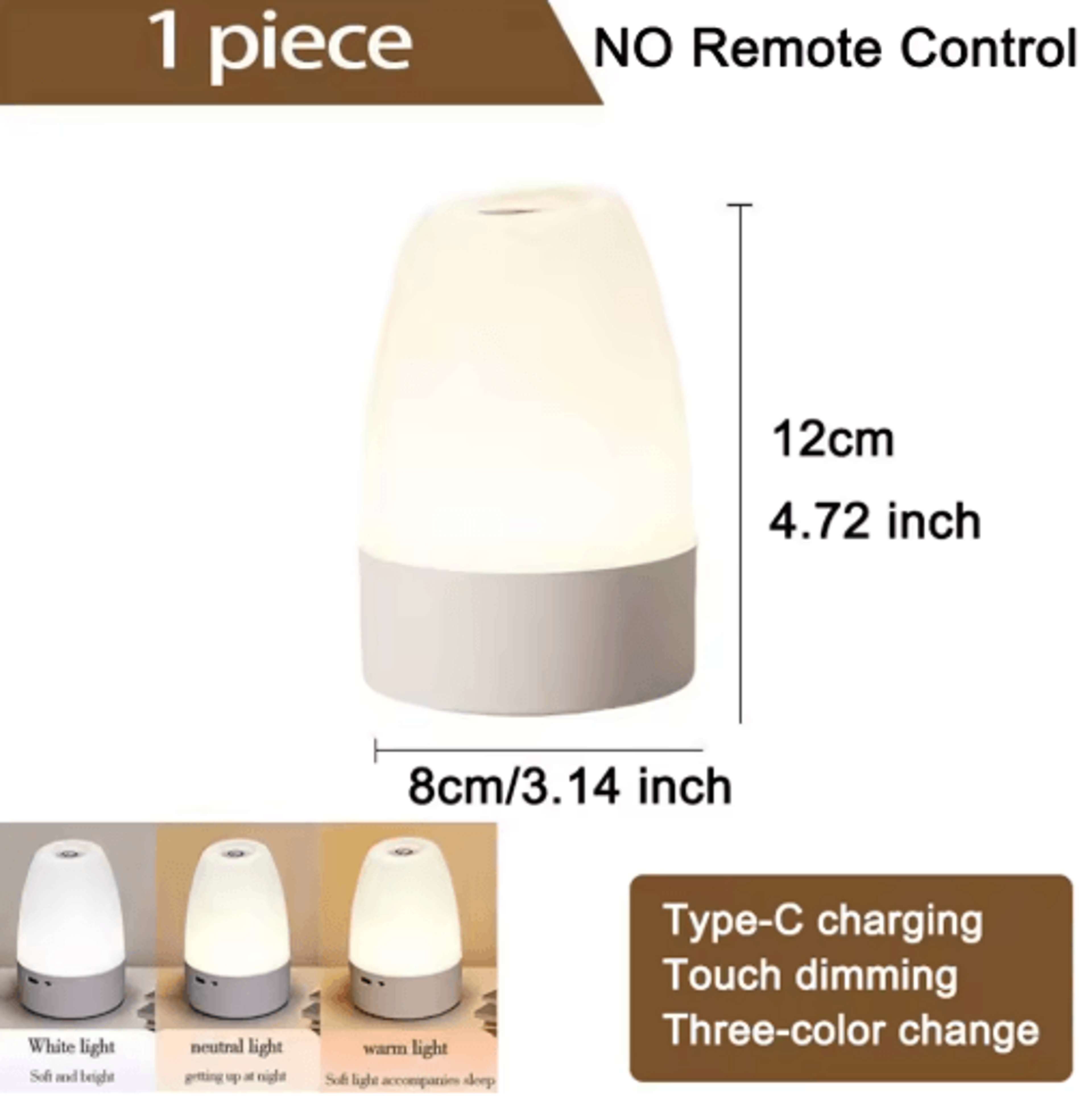Rechargeable Touch LED Night Light  Dimmable 3Color Table Lamp With Remote Control 4
