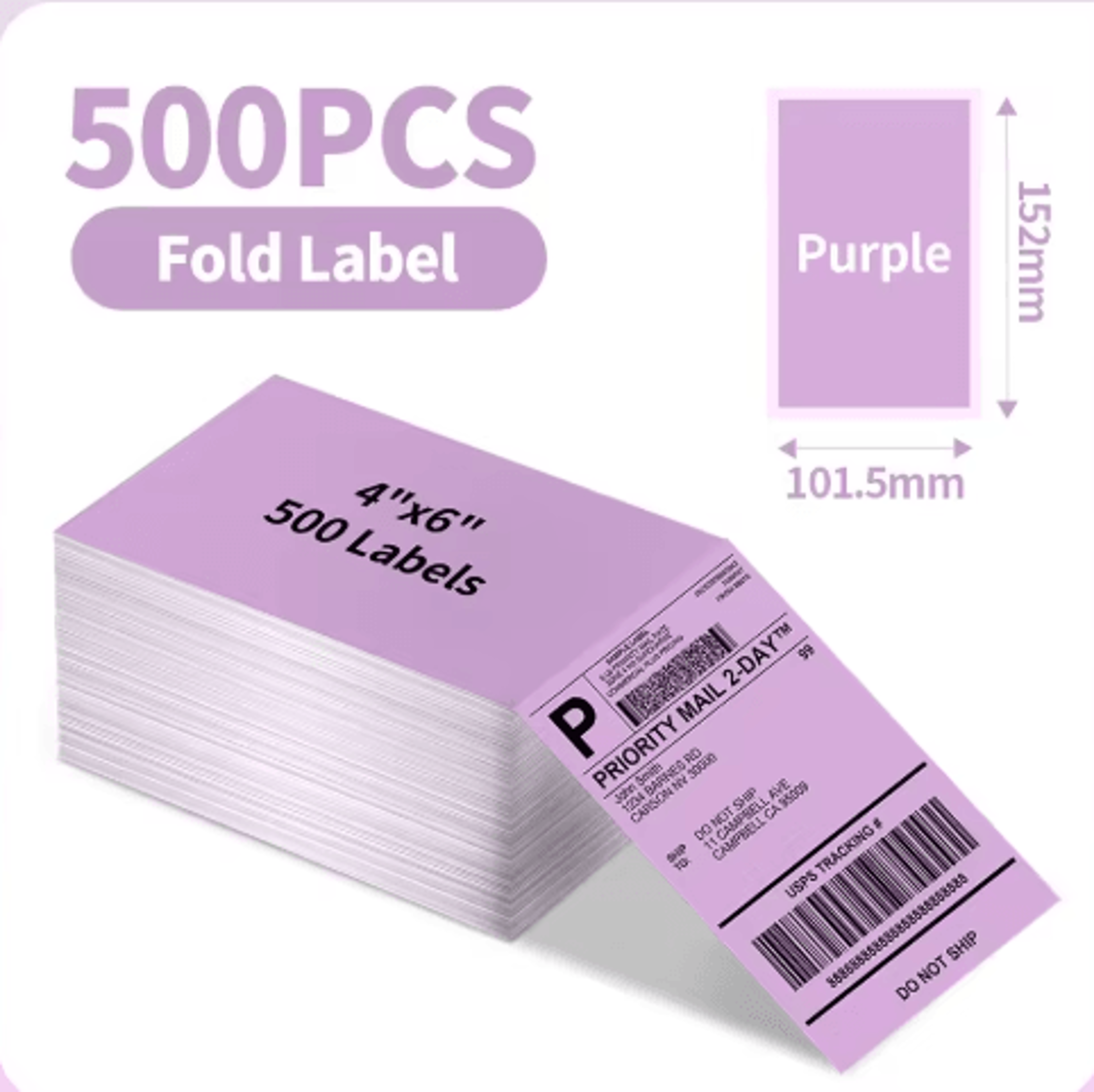 500PCS 4x6 Thermal Shipping Labels  FanFold Address Stickers For Phomemo Printers 3