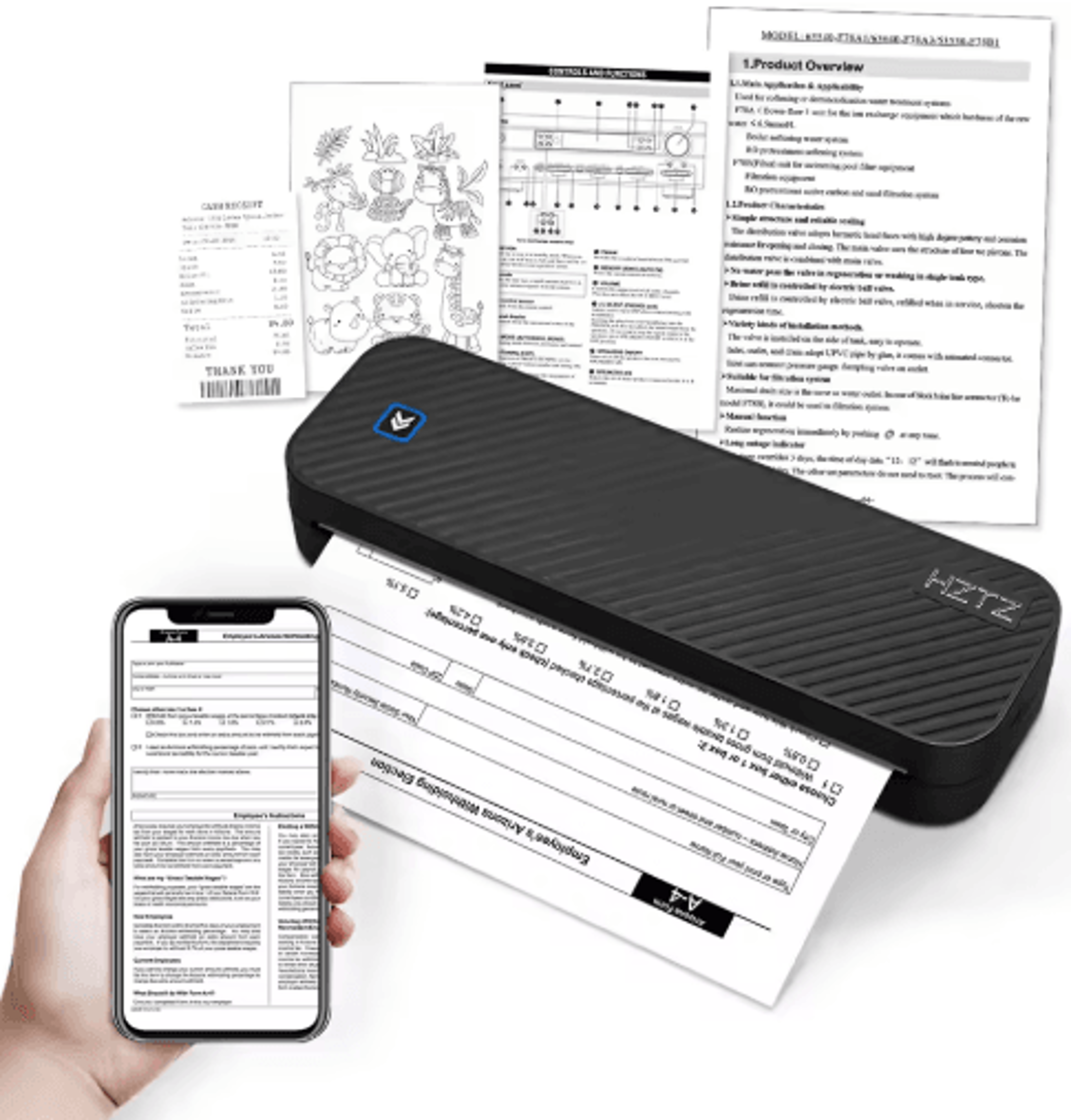 Portable A4 Bluetooth Thermal Printer  Wireless Inkless Document Printer 0