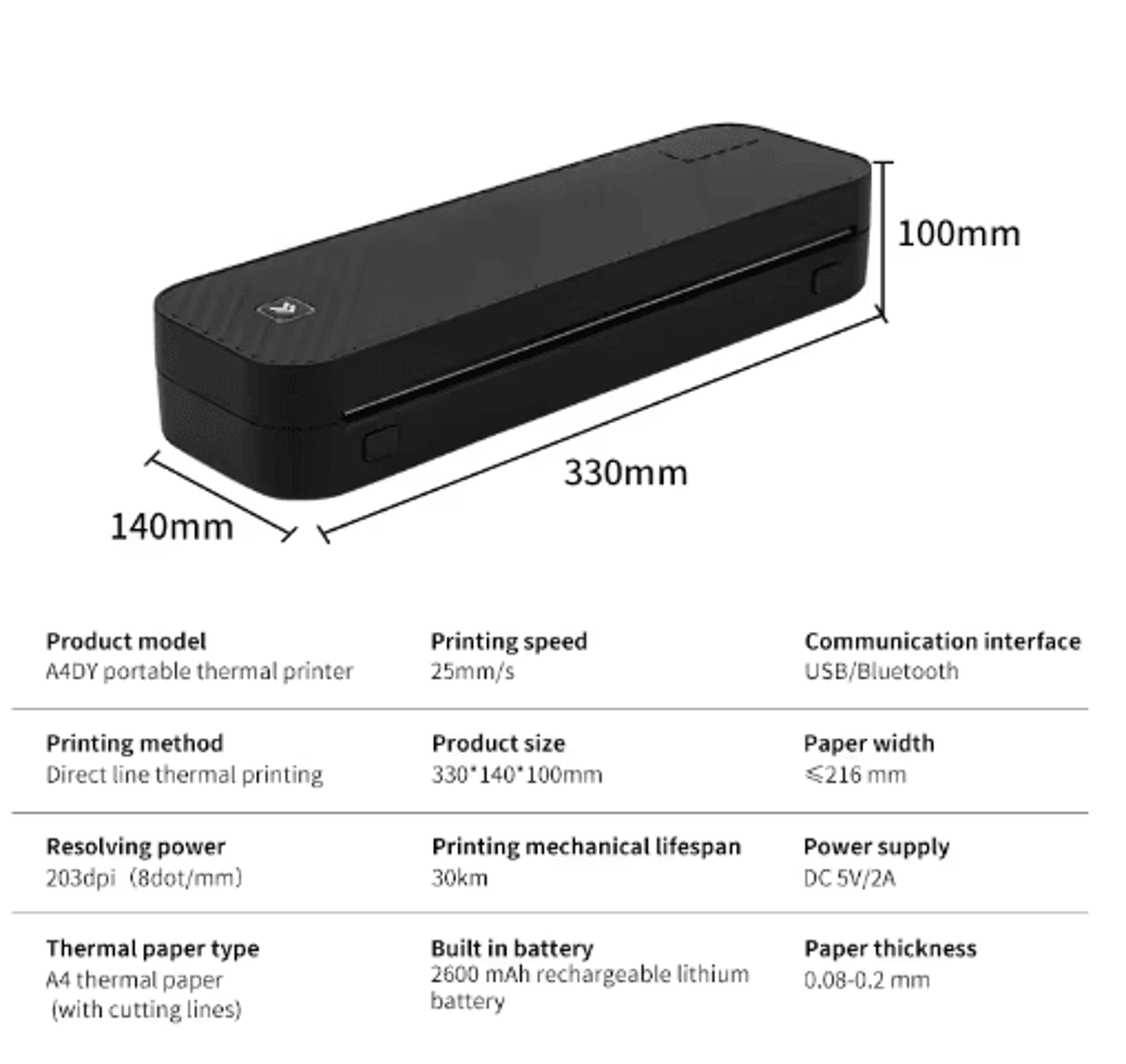 Portable A4 Bluetooth Thermal Printer  Wireless Inkless Document Printer 8
