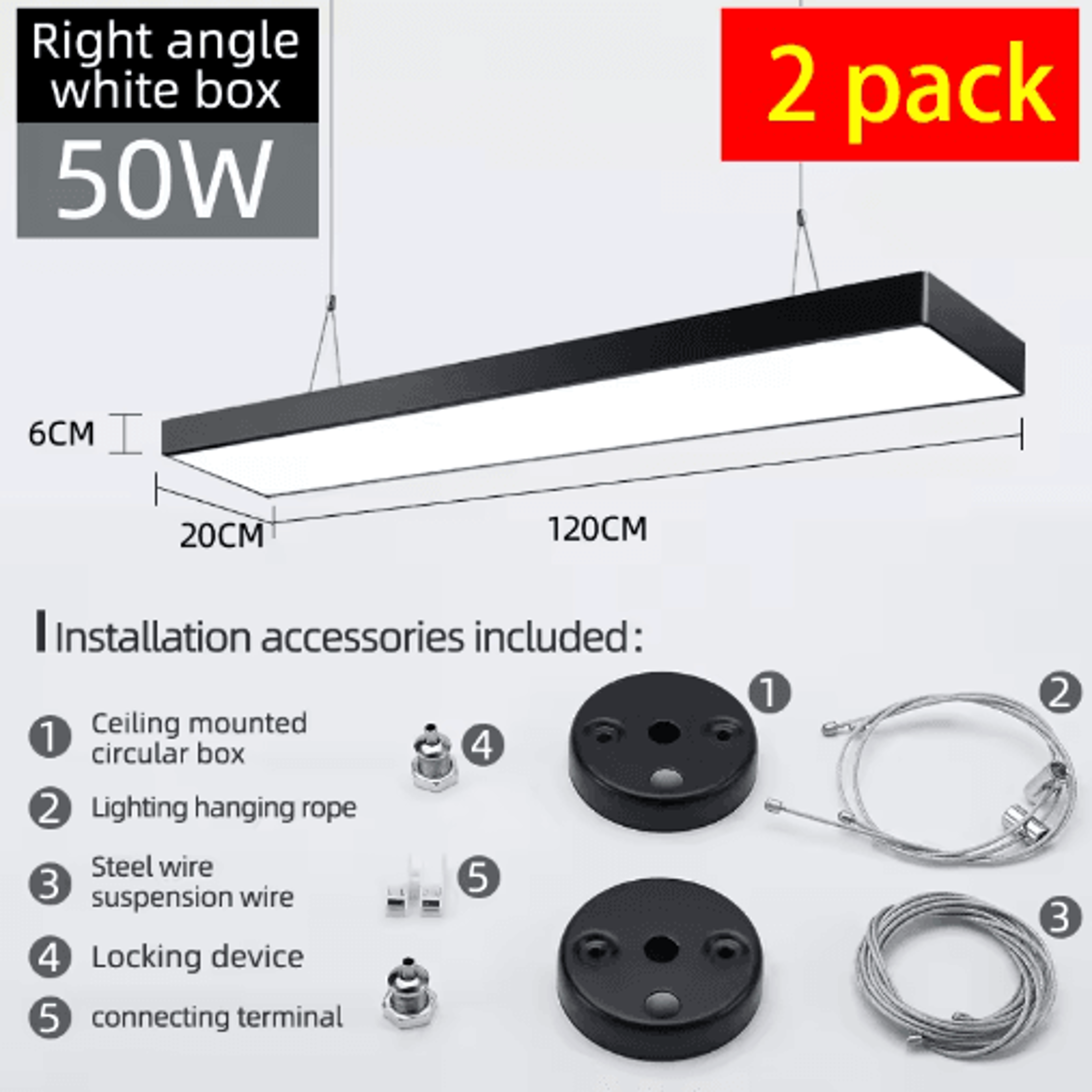 HighBrightness LED Industrial Ceiling Light  6500K Workshop  Garage Panel Lamp 3