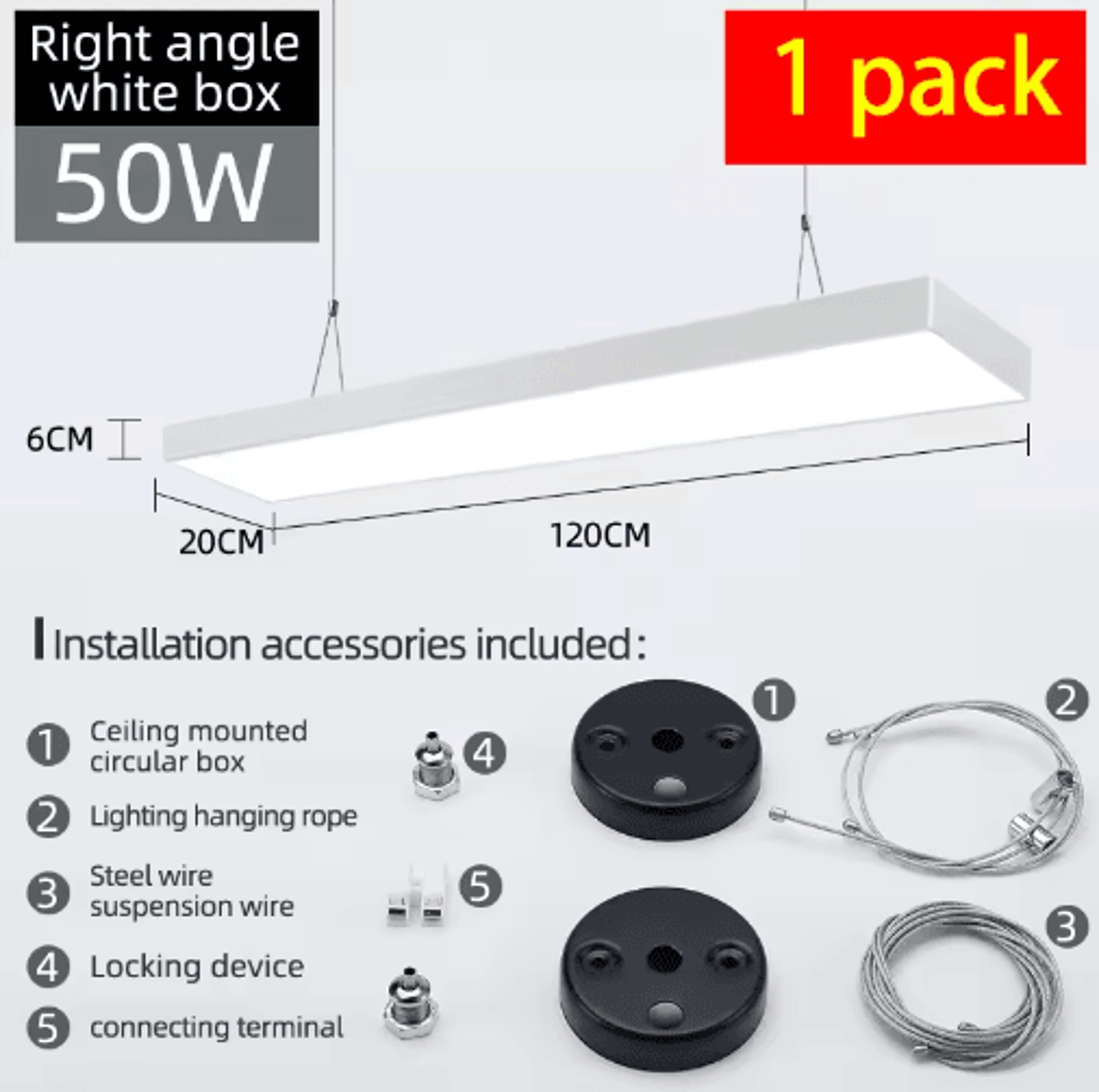 HighBrightness LED Industrial Ceiling Light  6500K Workshop  Garage Panel Lamp 4