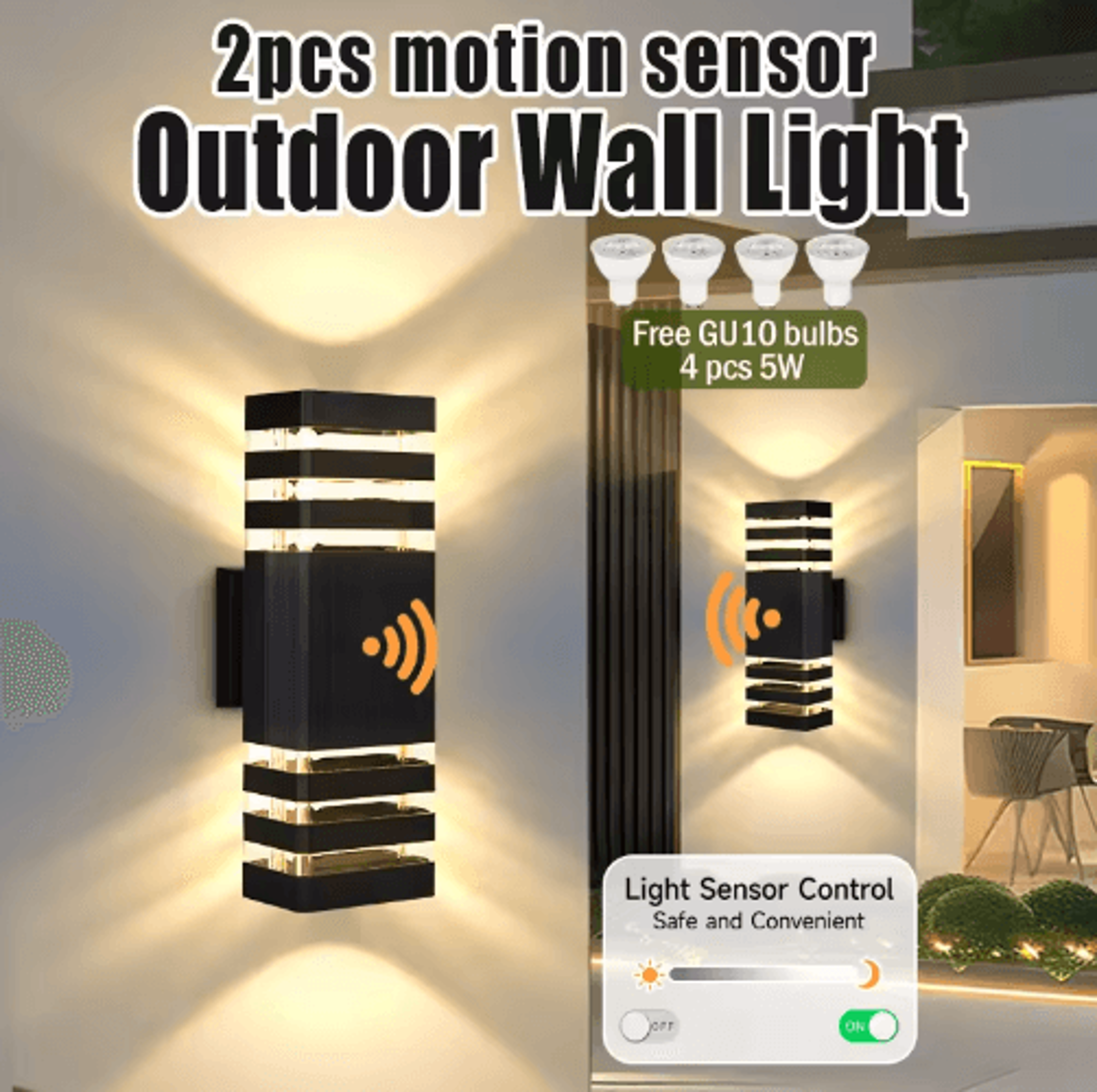 GU10 Motion Sensor LED Wall Light  Waterproof Indoor  Outdoor Wall Lamp 0