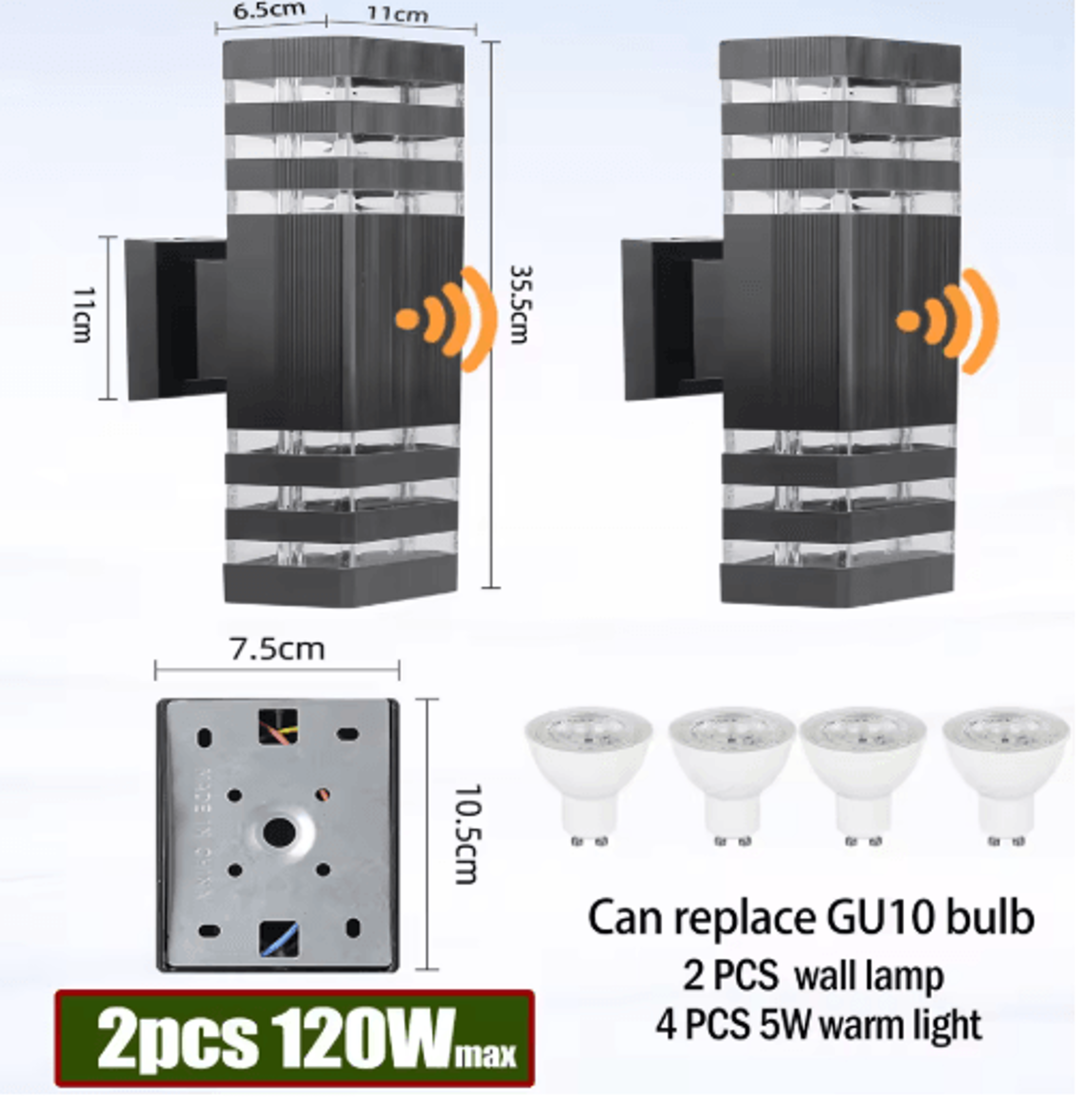 GU10 Motion Sensor LED Wall Light  Waterproof Indoor  Outdoor Wall Lamp 3
