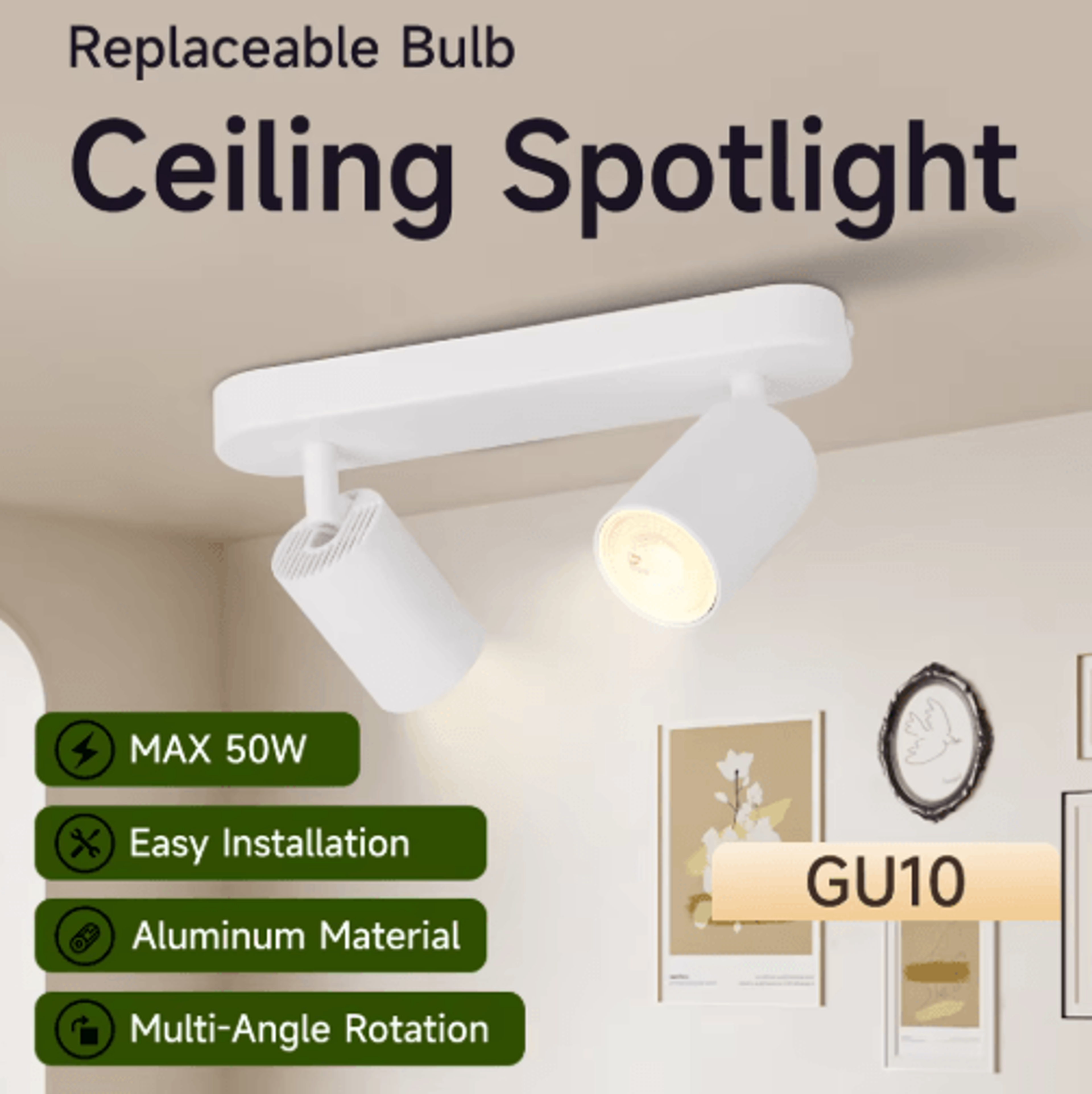 GU10 LED Ceiling Spotlight  Replaceable Bulb Track Light For Modern Home Lighting 0