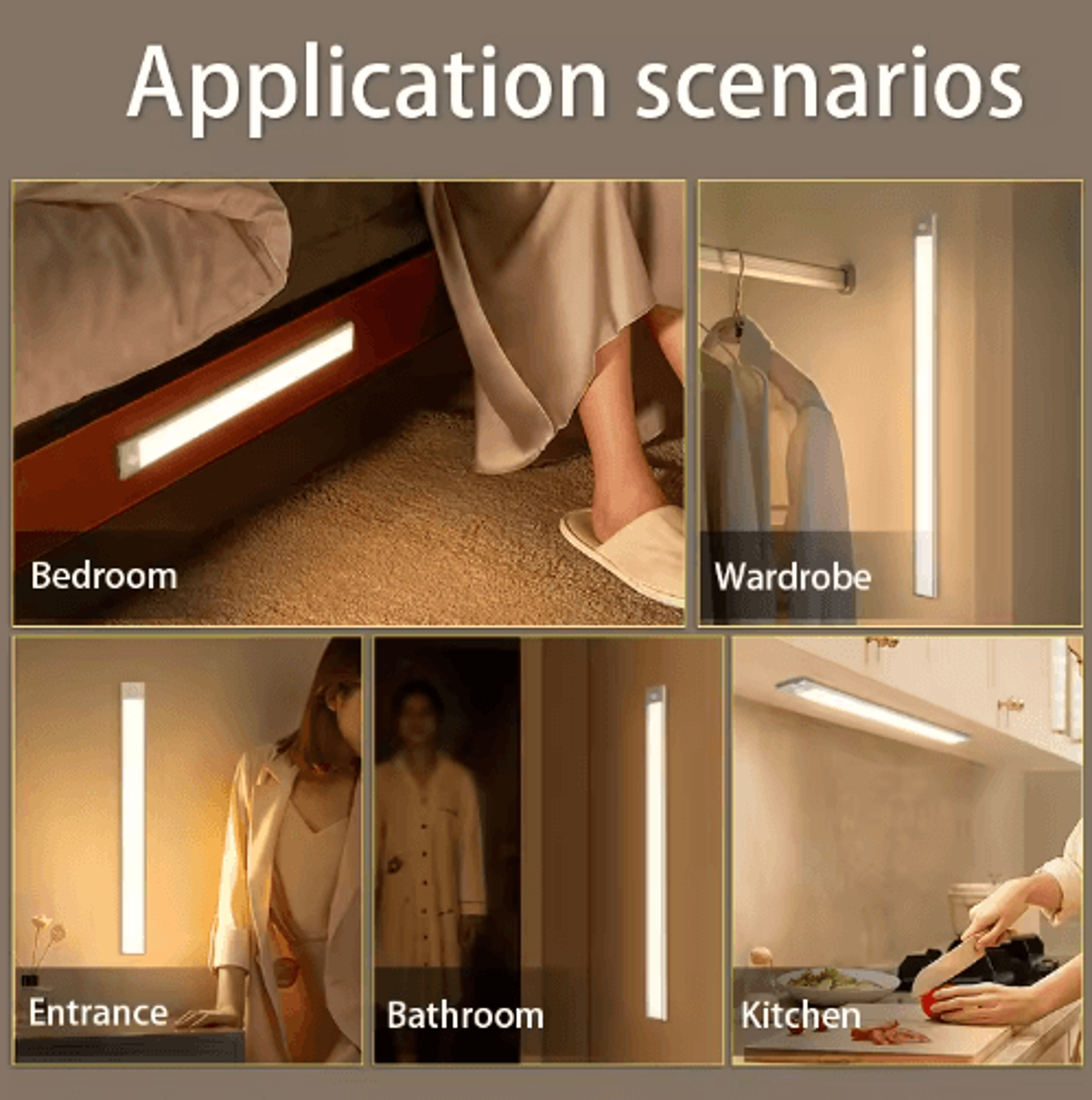 USB Rechargeable Motion Sensor Cabinet Light  Dimmable LED Kitchen  Closet Lamp 3