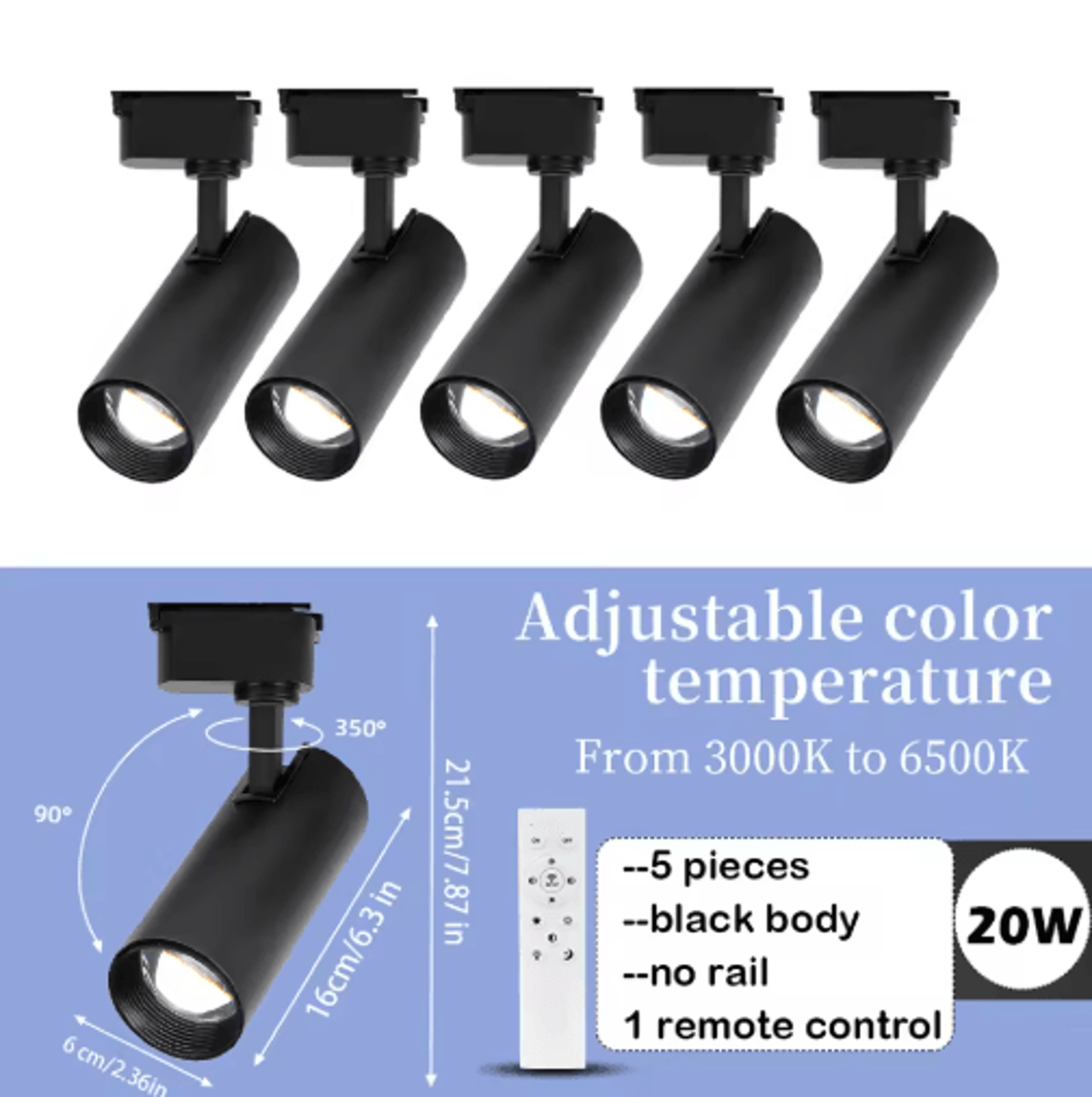 20W Dimmable LED Track Light  Modern Ceiling Rail Spotlight For Home 6