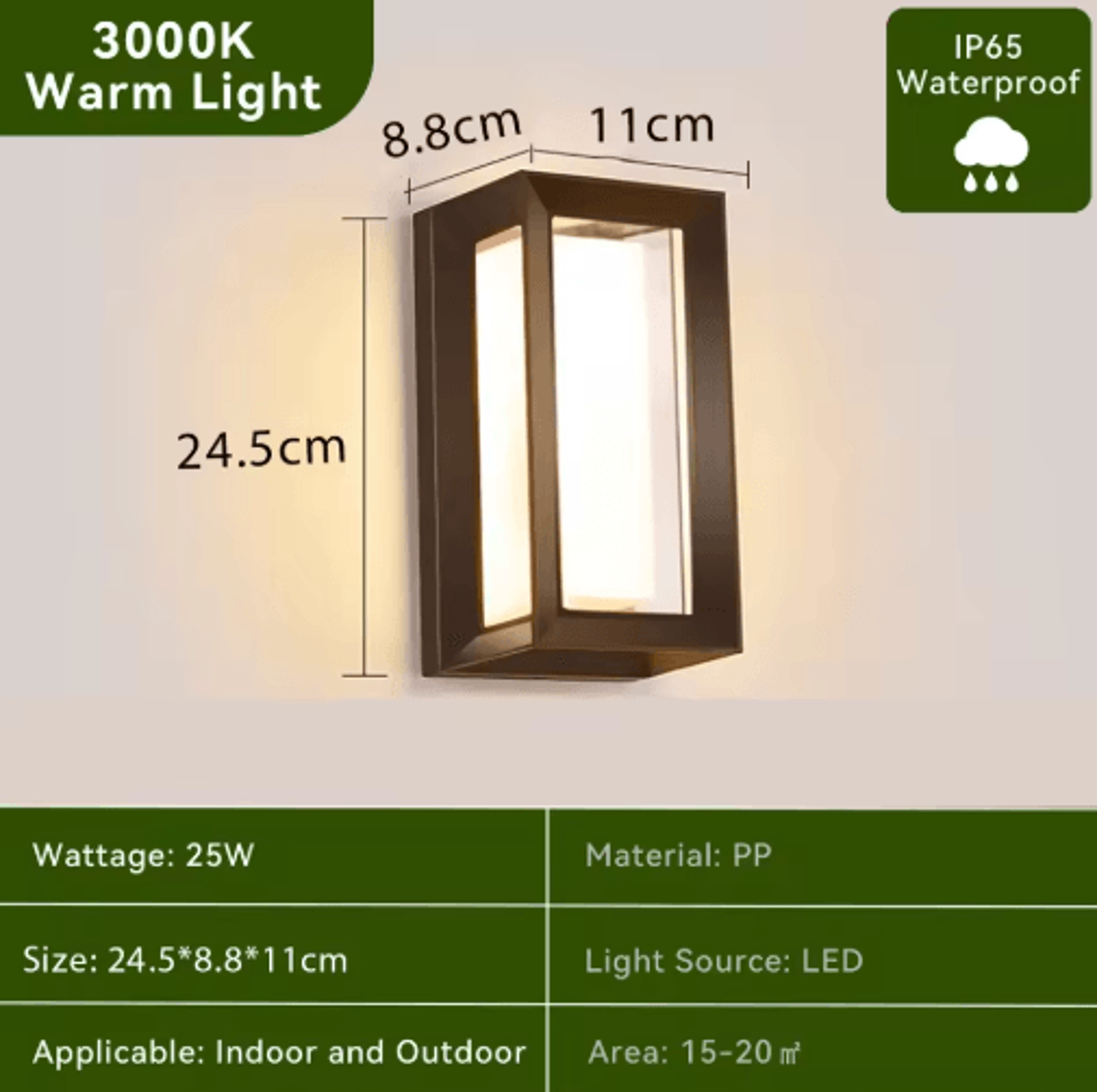 Waterproof Outdoor LED Wall Light  110V To 220V Modern Porch  Garden Lamp 2