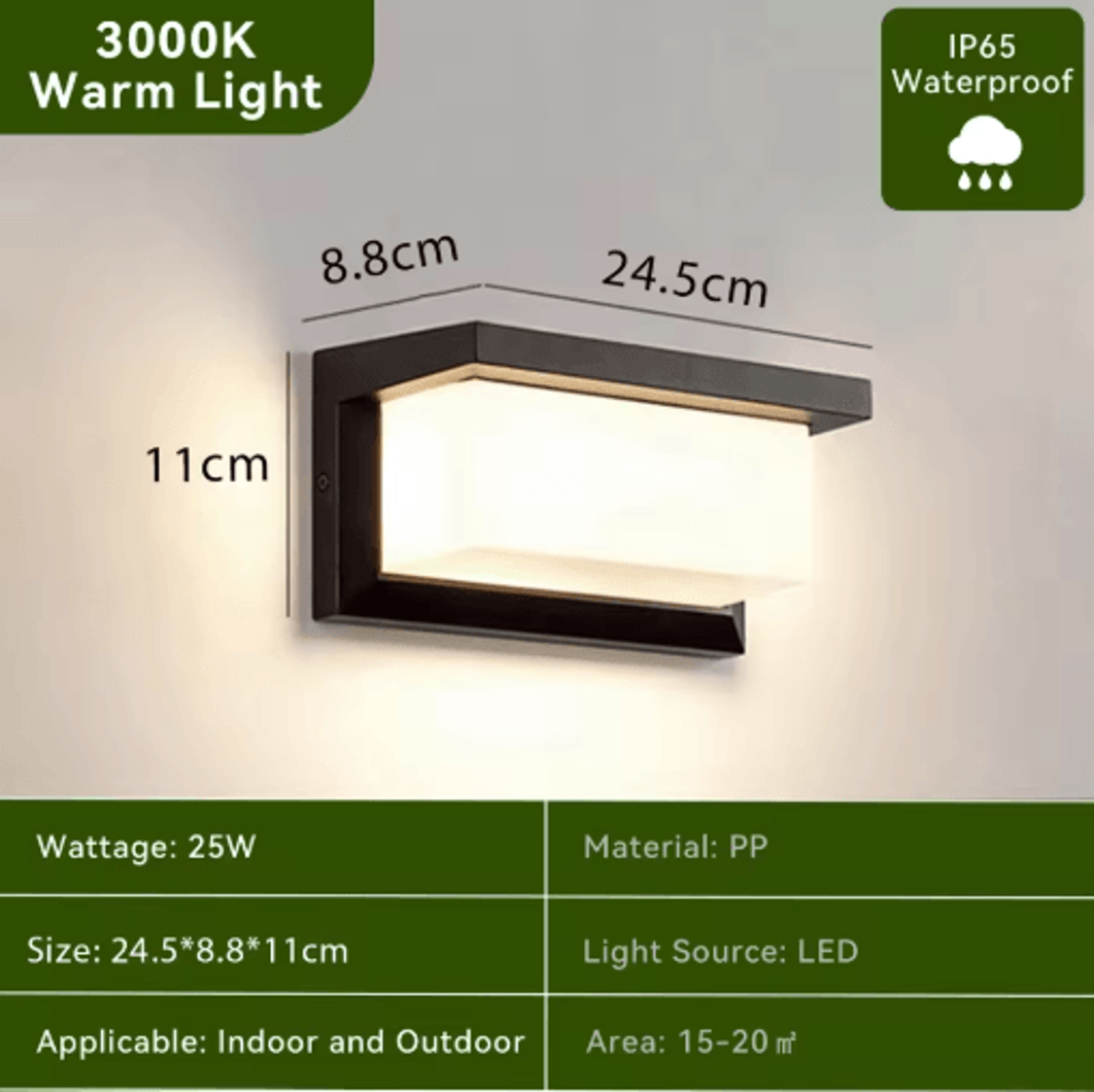 Waterproof Outdoor LED Wall Light  110V To 220V Modern Porch  Garden Lamp 7