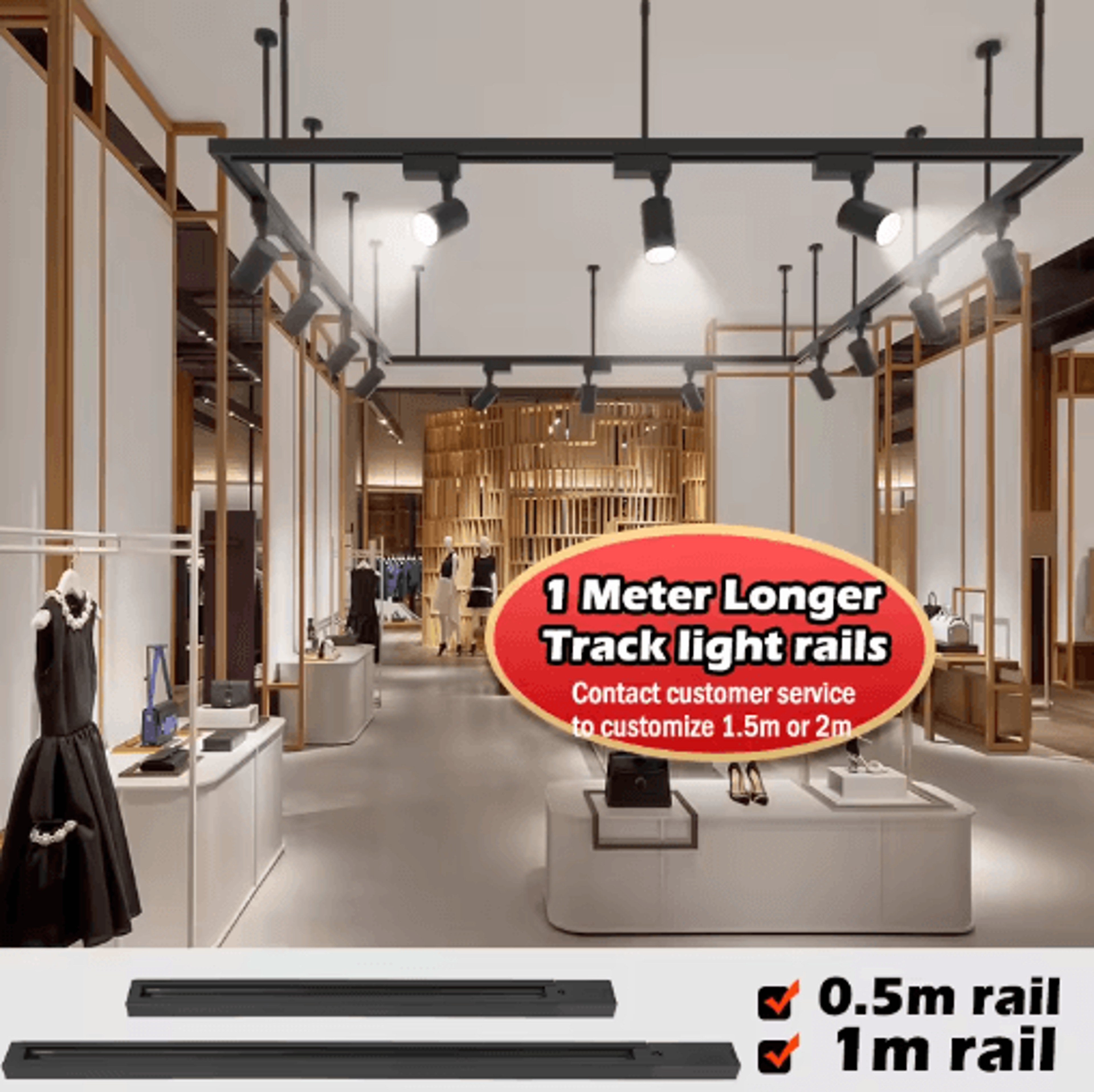 05M To 1M LED Track Rail Kit  Straight  LShaped Connectors For Ceiling Spotlights 15