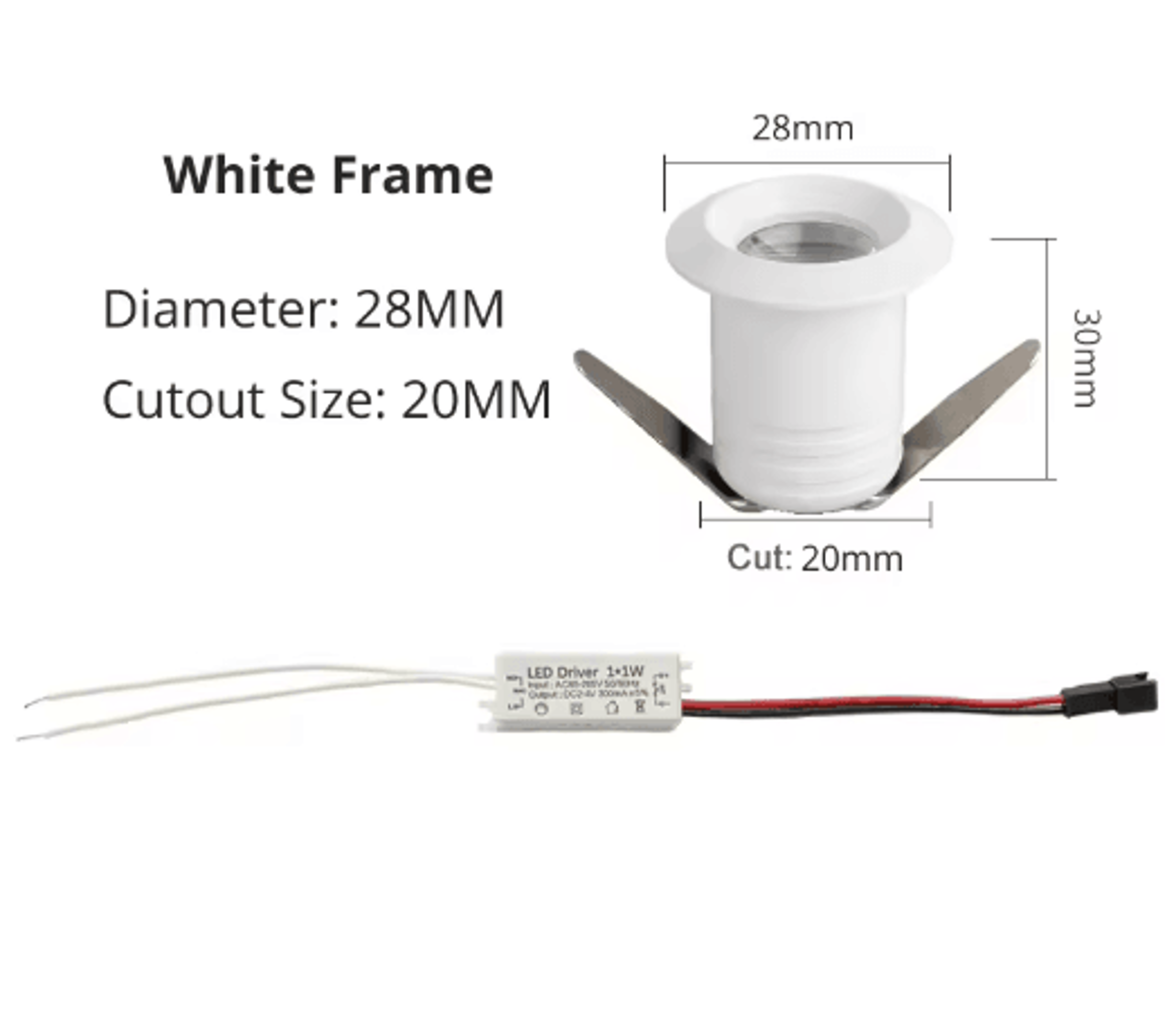 1W Mini Recessed LED Spotlight  20mm Ceiling  Cabinet Display Light 2