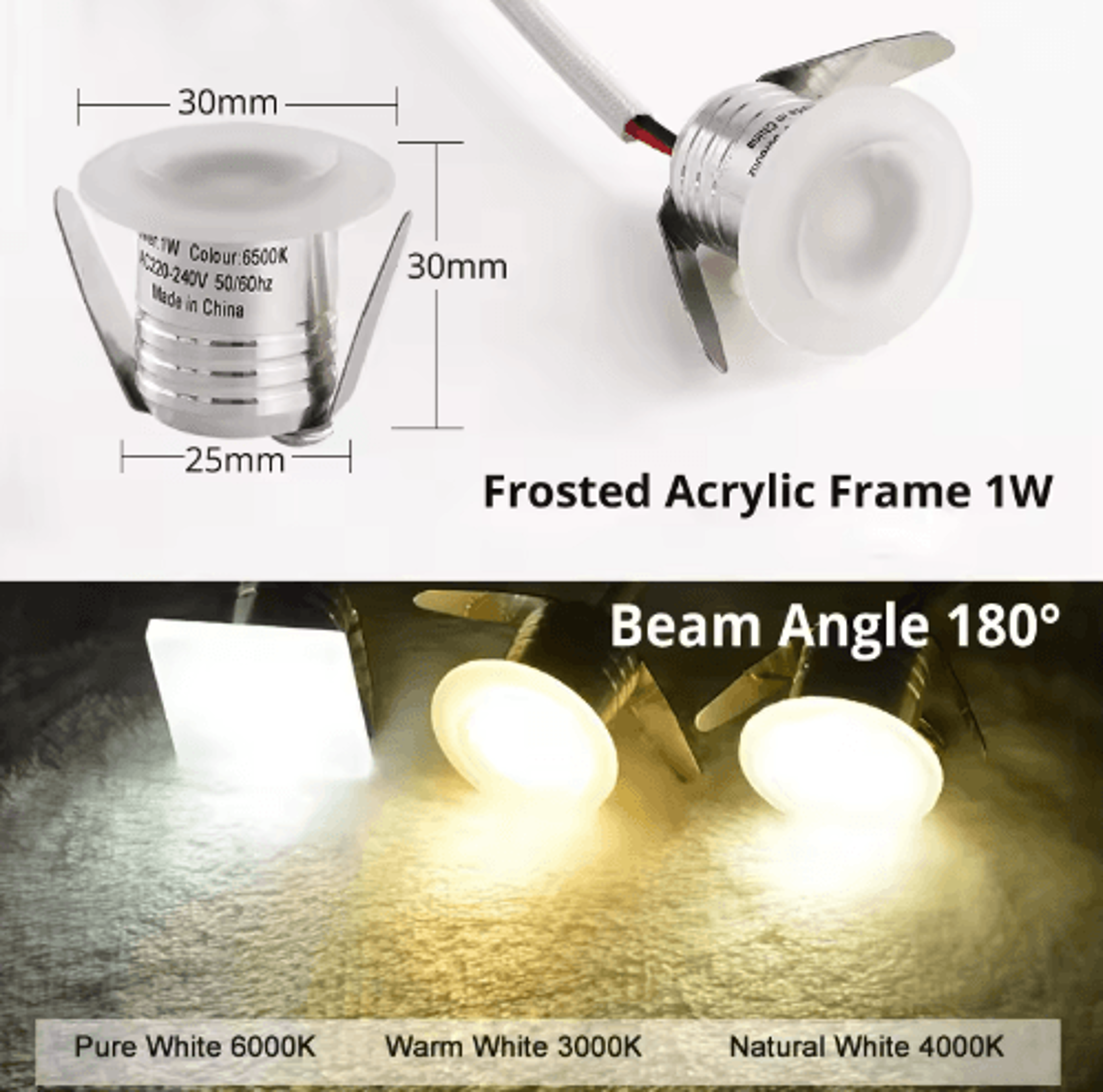 1W Mini Recessed LED Spotlight  20mm Ceiling  Cabinet Display Light 6