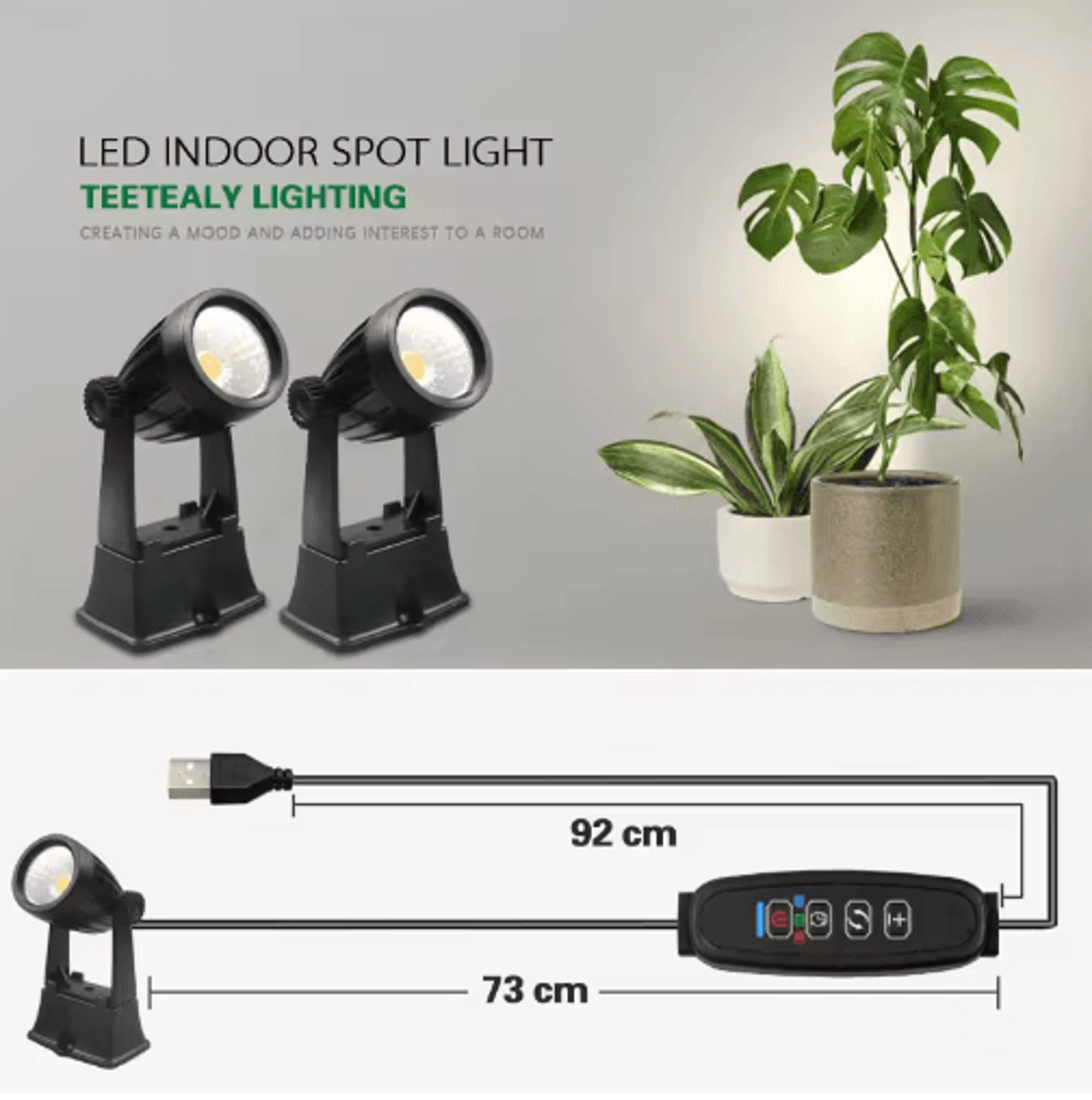 5W USB LED Plant Spotlight  Dimmable Indoor Uplight For Home Decor 3
