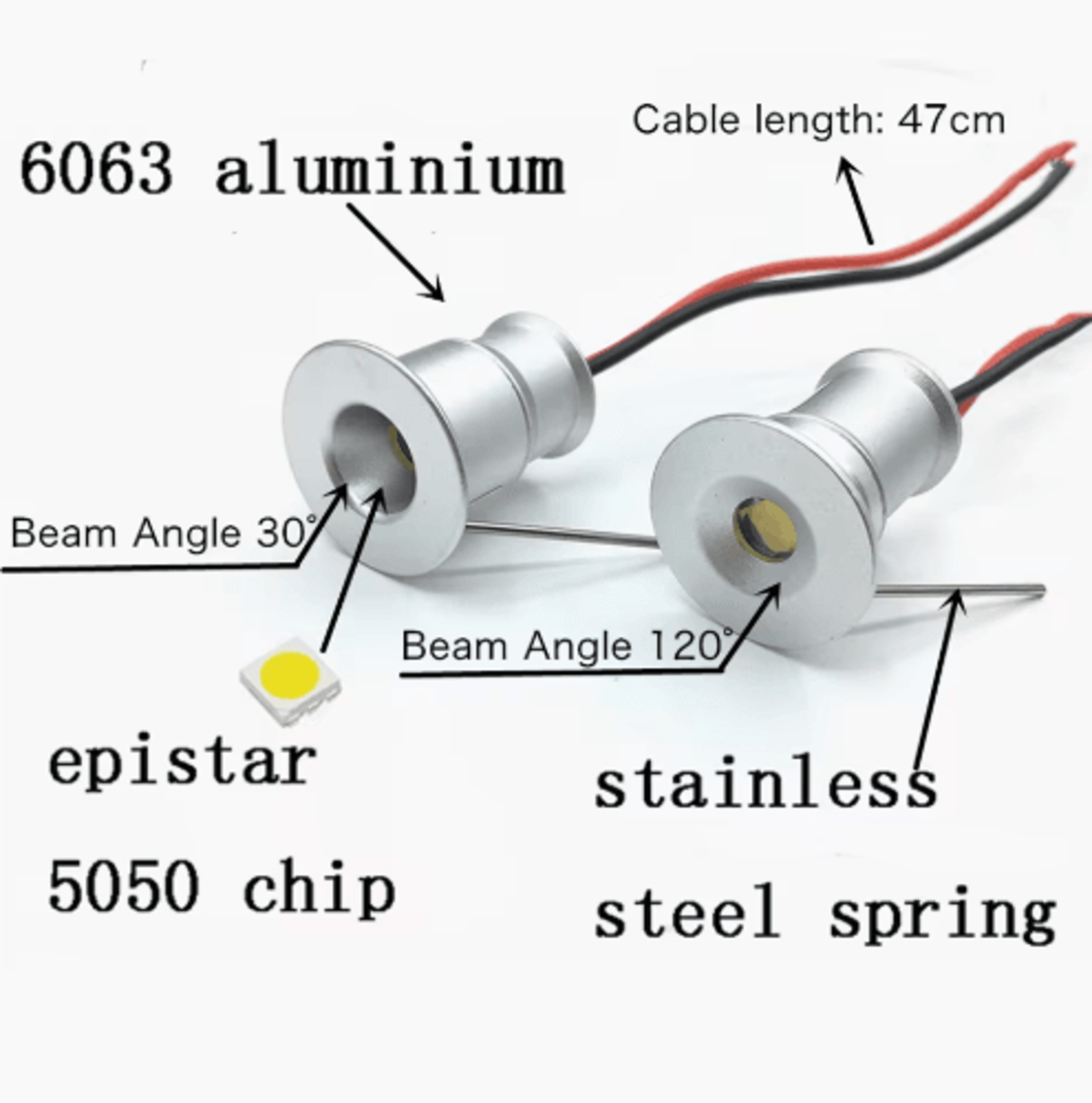 1W Mini Recessed LED Spotlight  IP65 Dimmable 12V Ceiling Light 4