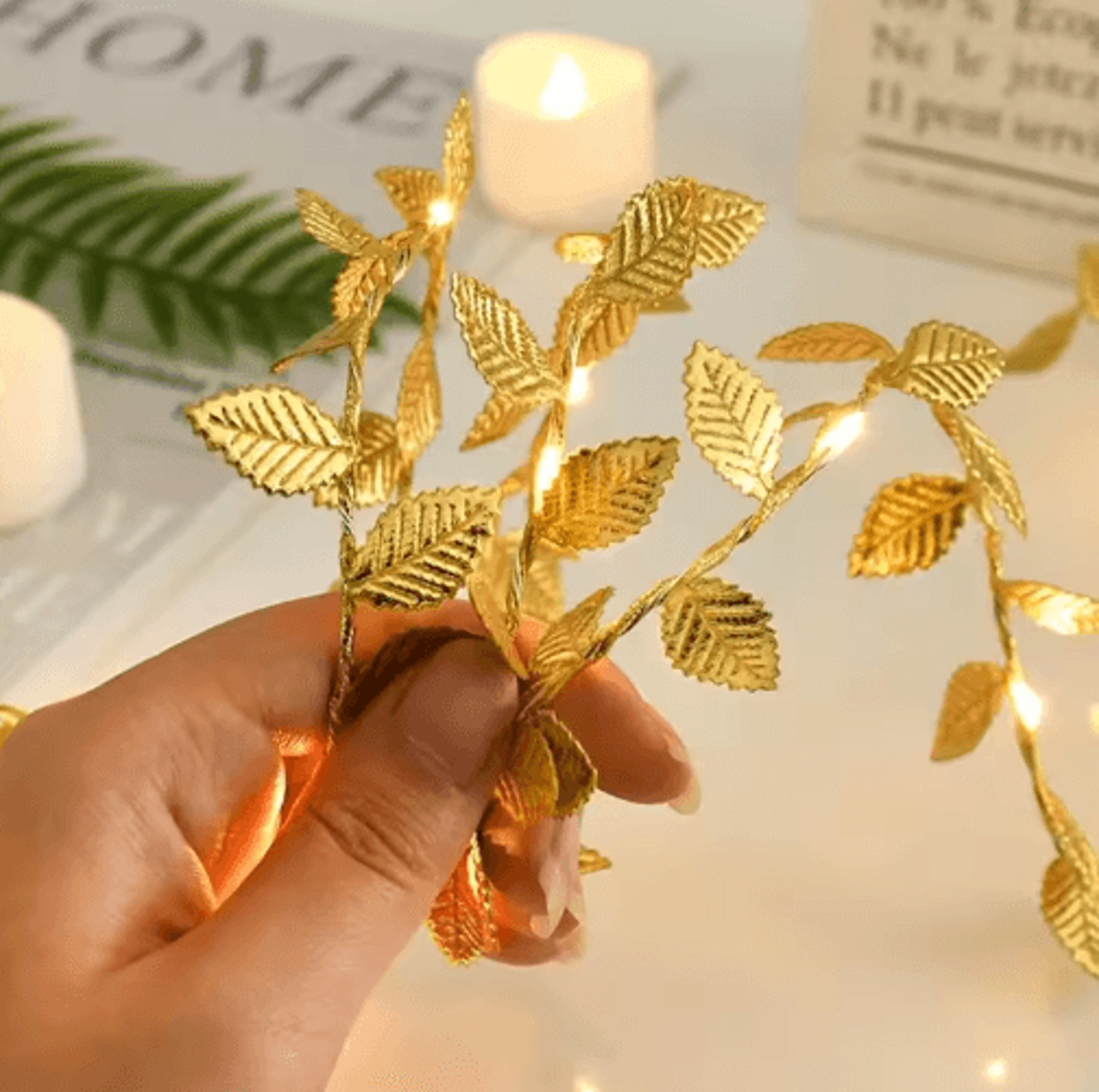 200CM Golden Leaf Decorative String Lights  Elegant Holiday  Wedding Garland 4