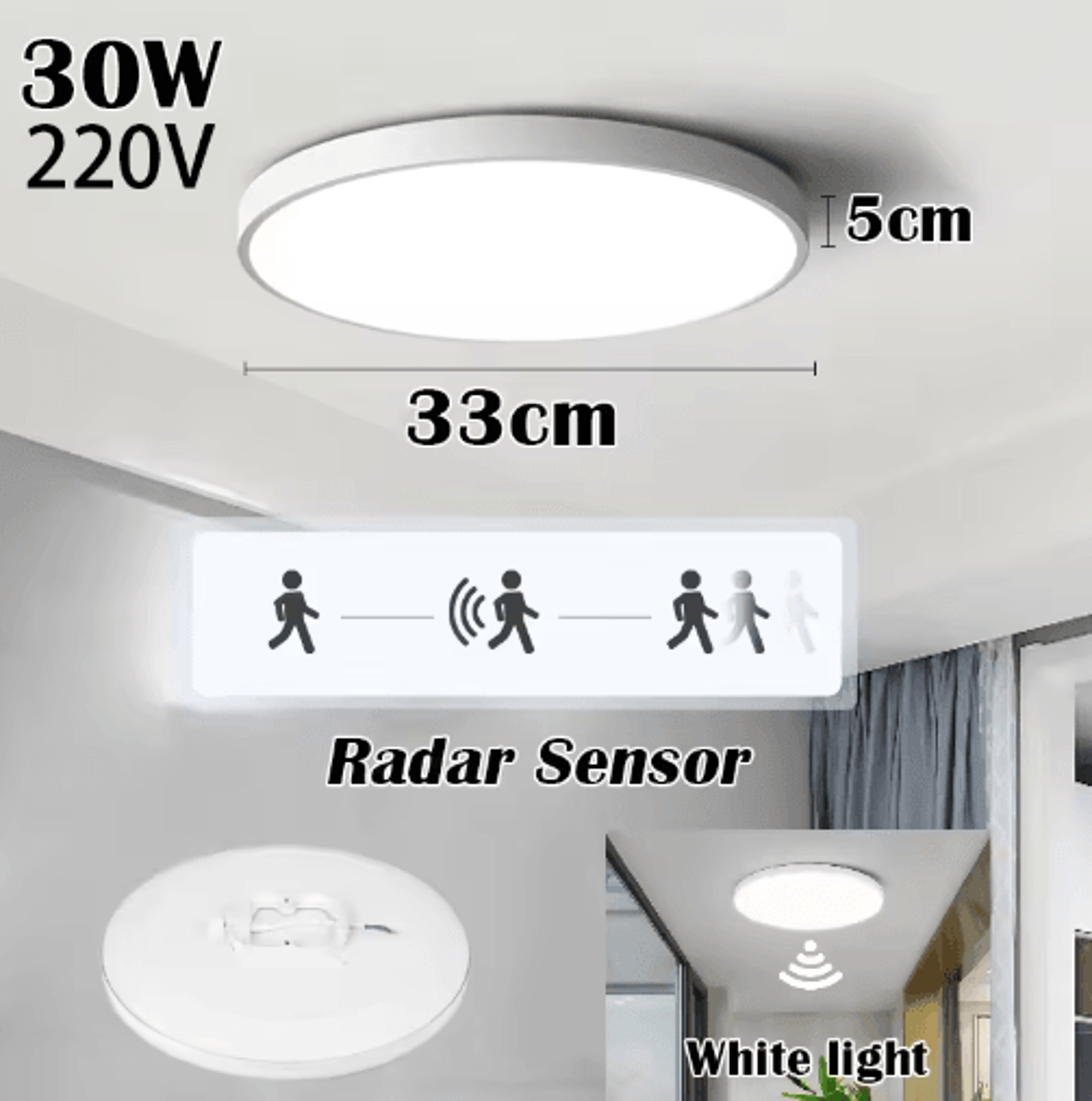 LED Radar Motion Sensor Ceiling Light  Automatic EnergySaving Light For Hallways  Garages 7