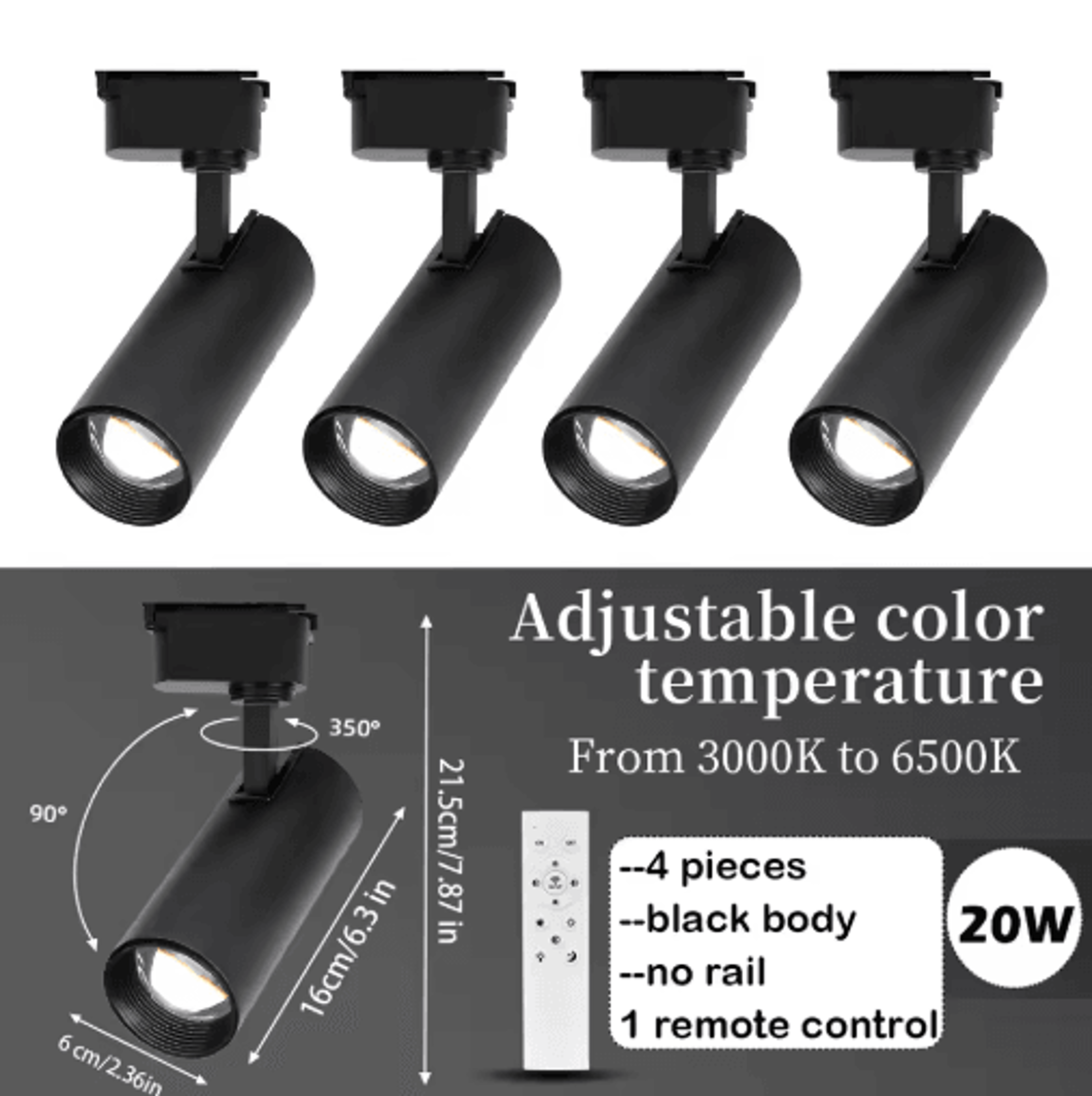 Remote Control LED Track Spotlight  Dimmable Ceiling Rail Light For Shops  Home 9