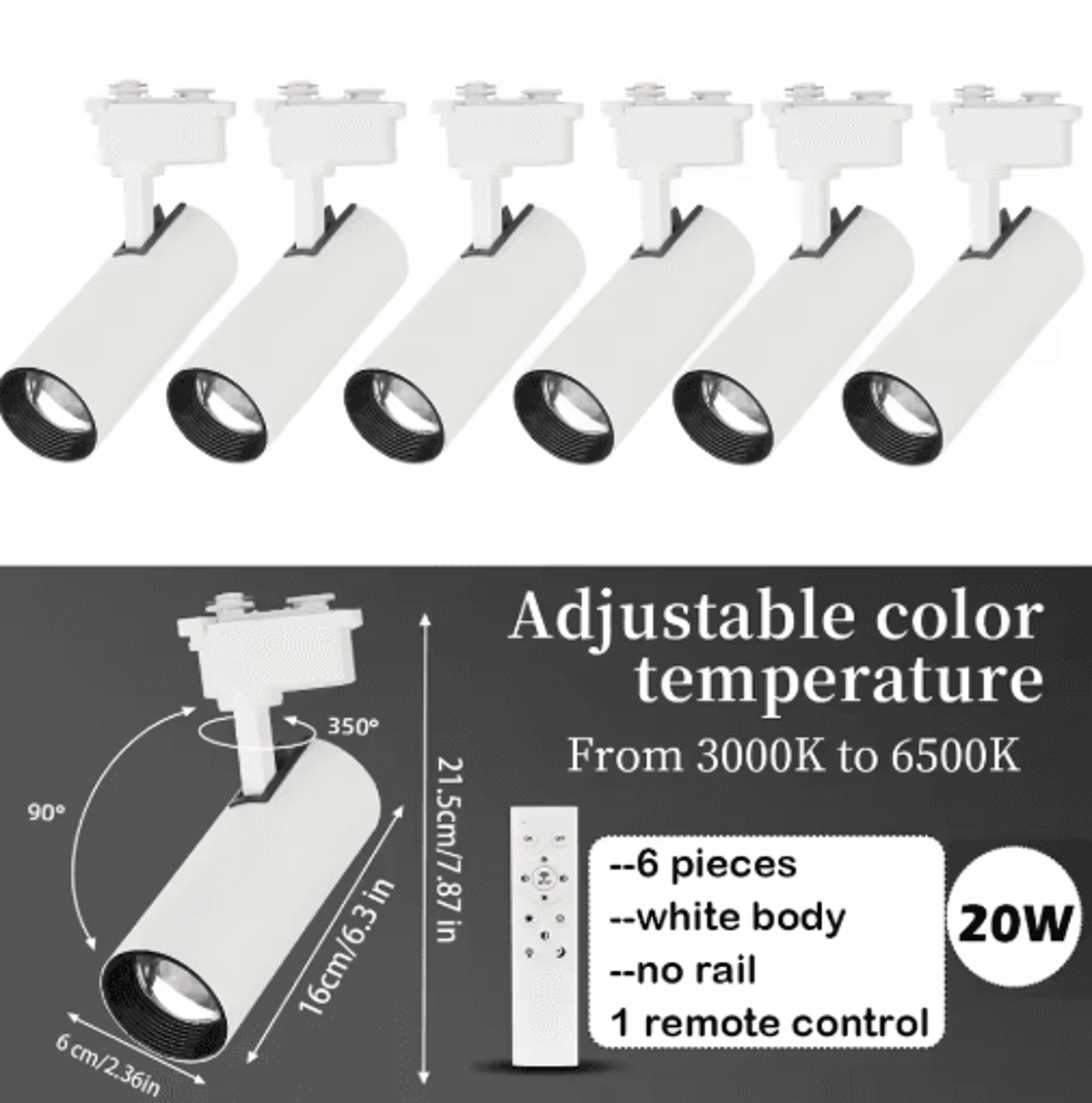 Remote Control LED Track Spotlight  Dimmable Ceiling Rail Light For Shops  Home 4