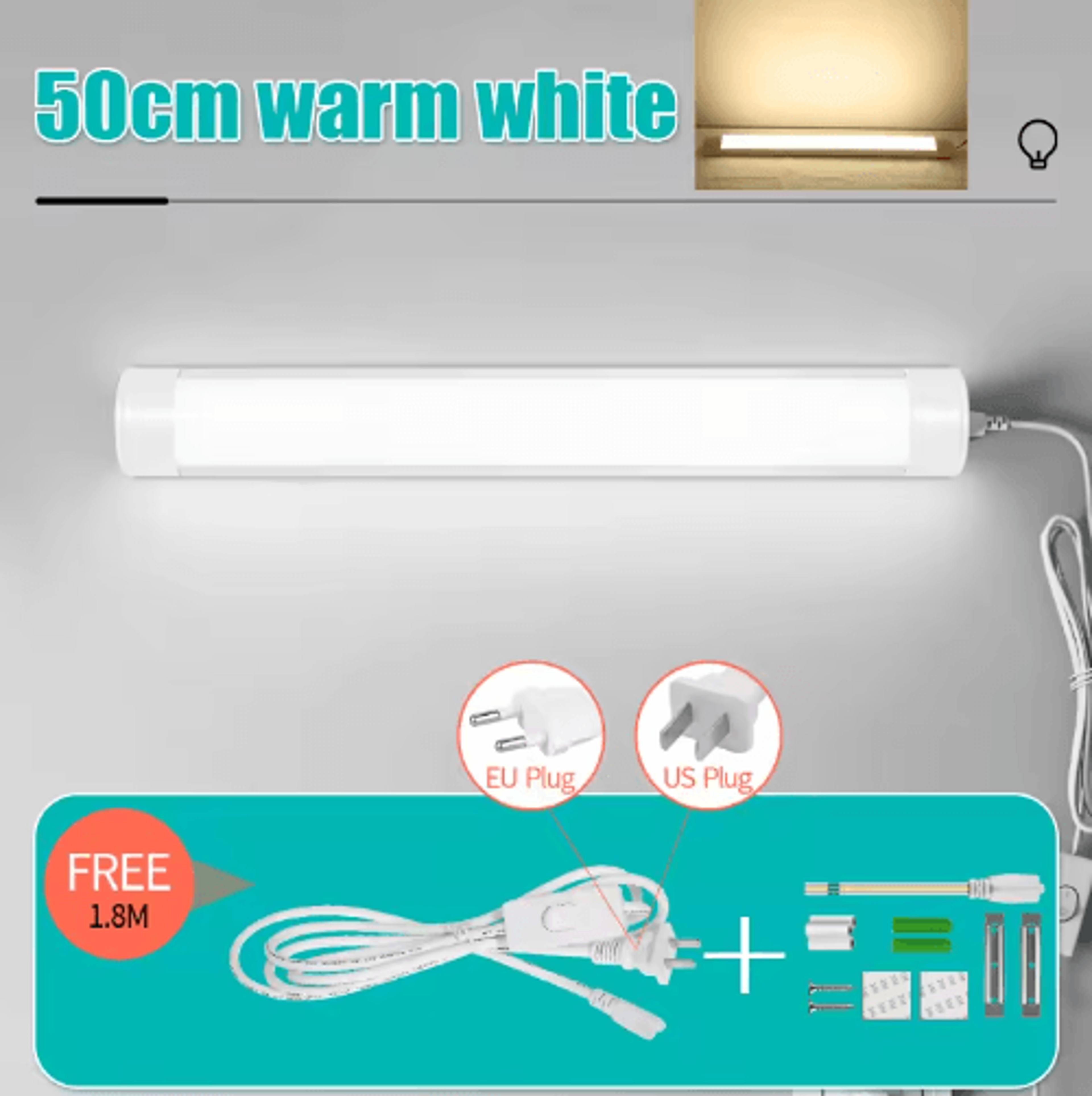 LED PlugIn Tube Light  110V220V Bright Work  Cabinet Lighting 2