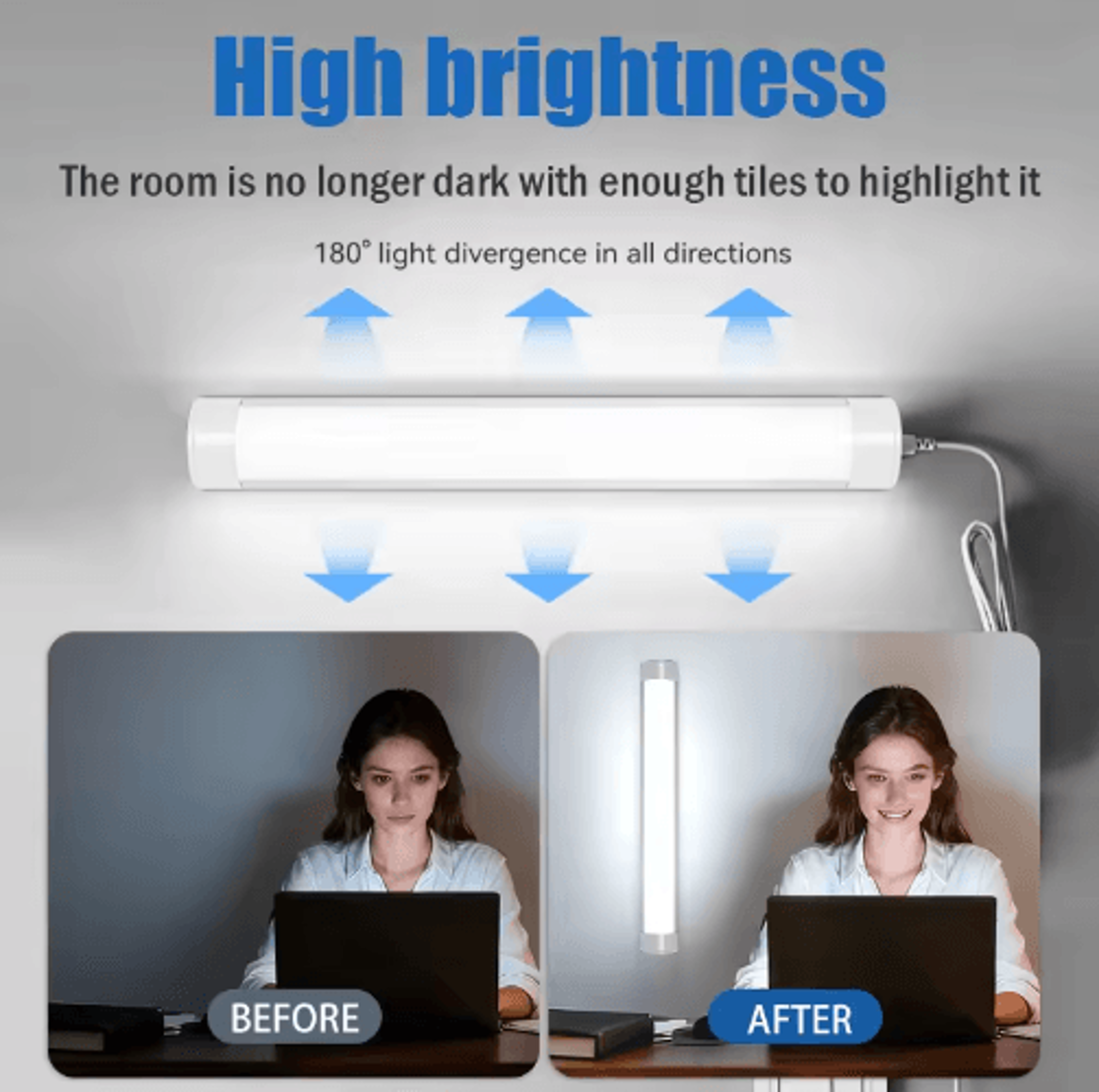 LED PlugIn Tube Light  110V220V Bright Work  Cabinet Lighting 9