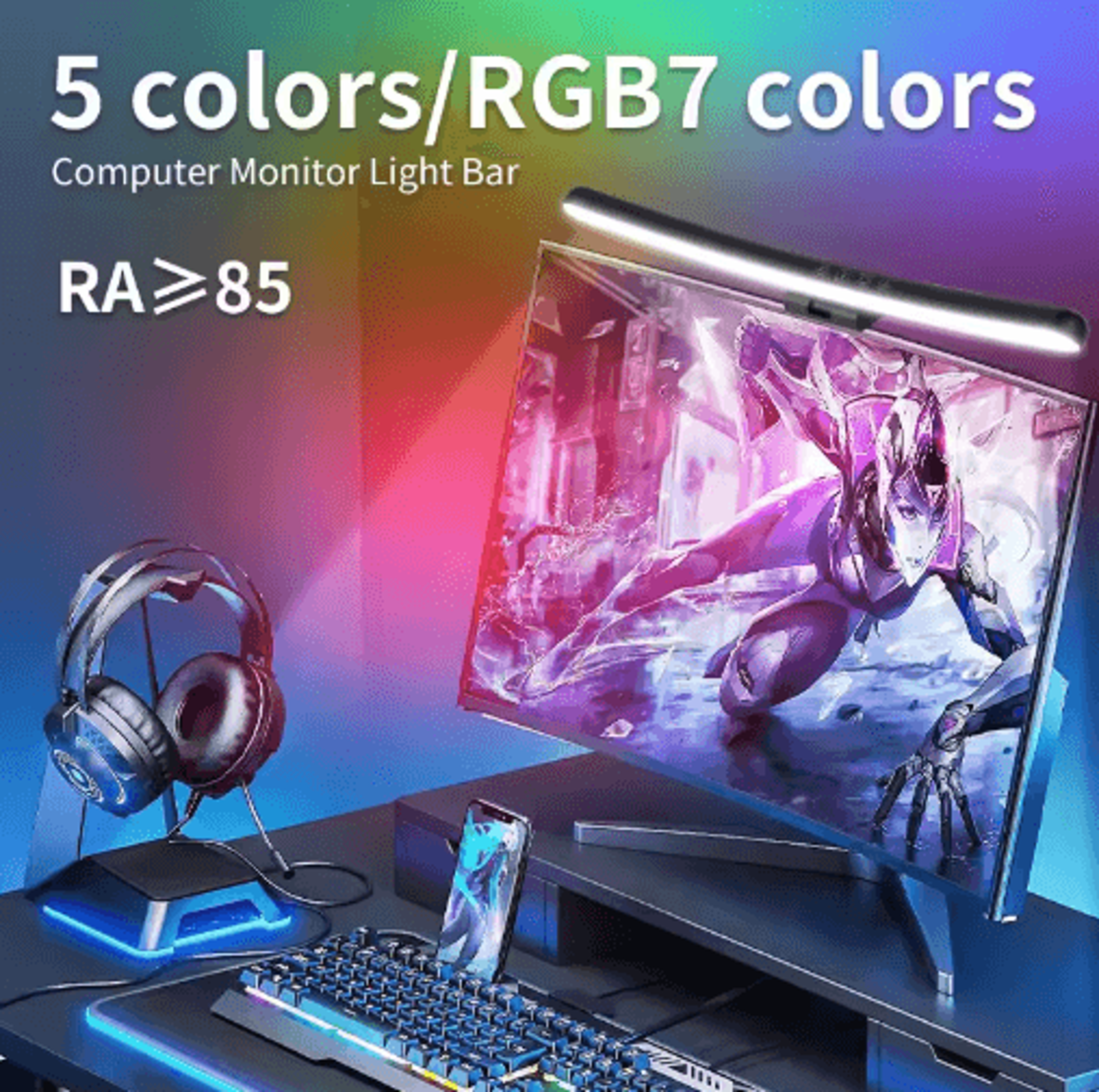 RGB LED Monitor Light Bar  USB Stepless Dimmable Desk Lamp For Curved Screens 0