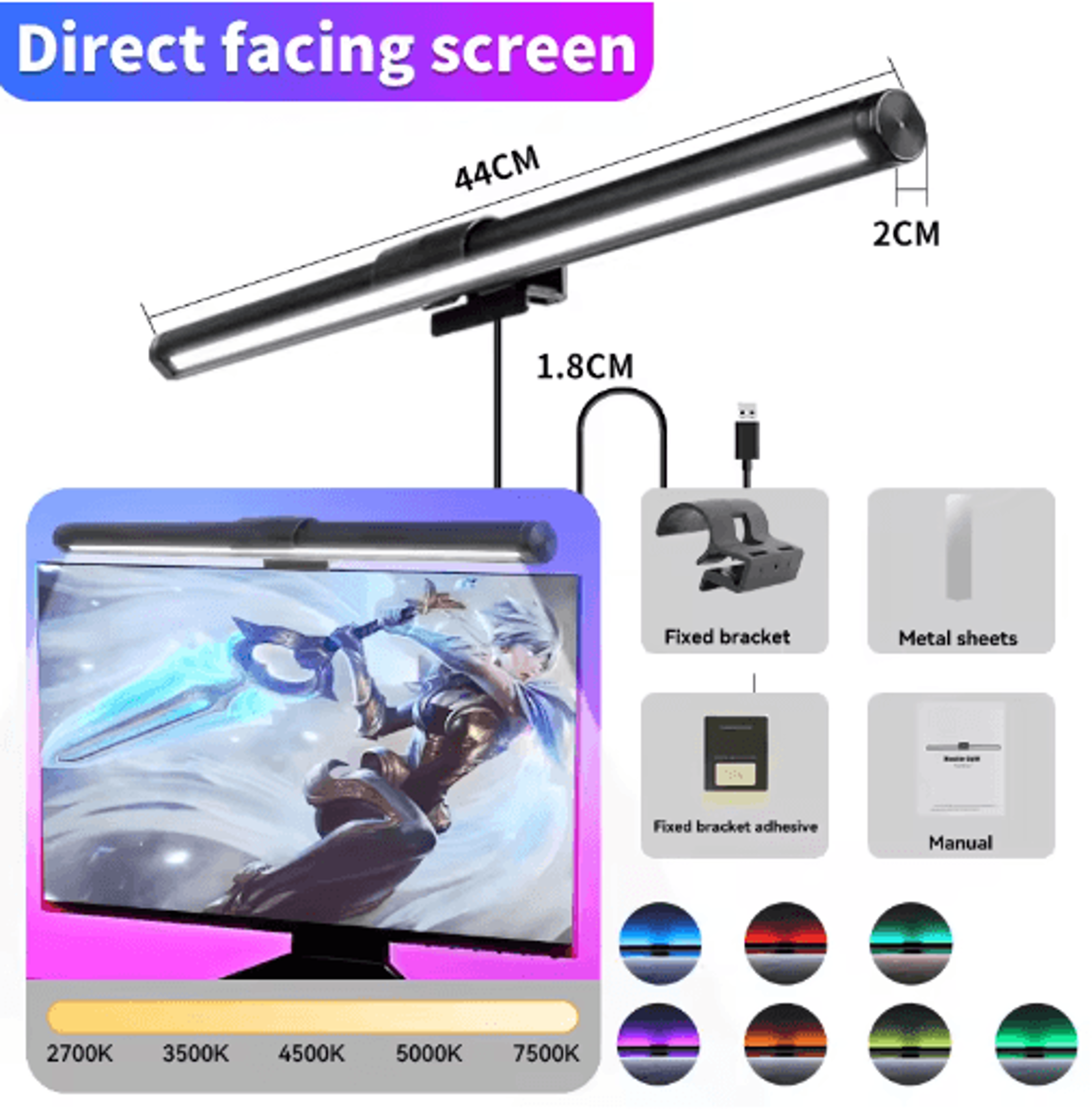 24W Dual Head LED Monitor Light Bar USB Dimmable Desk Lamp 1