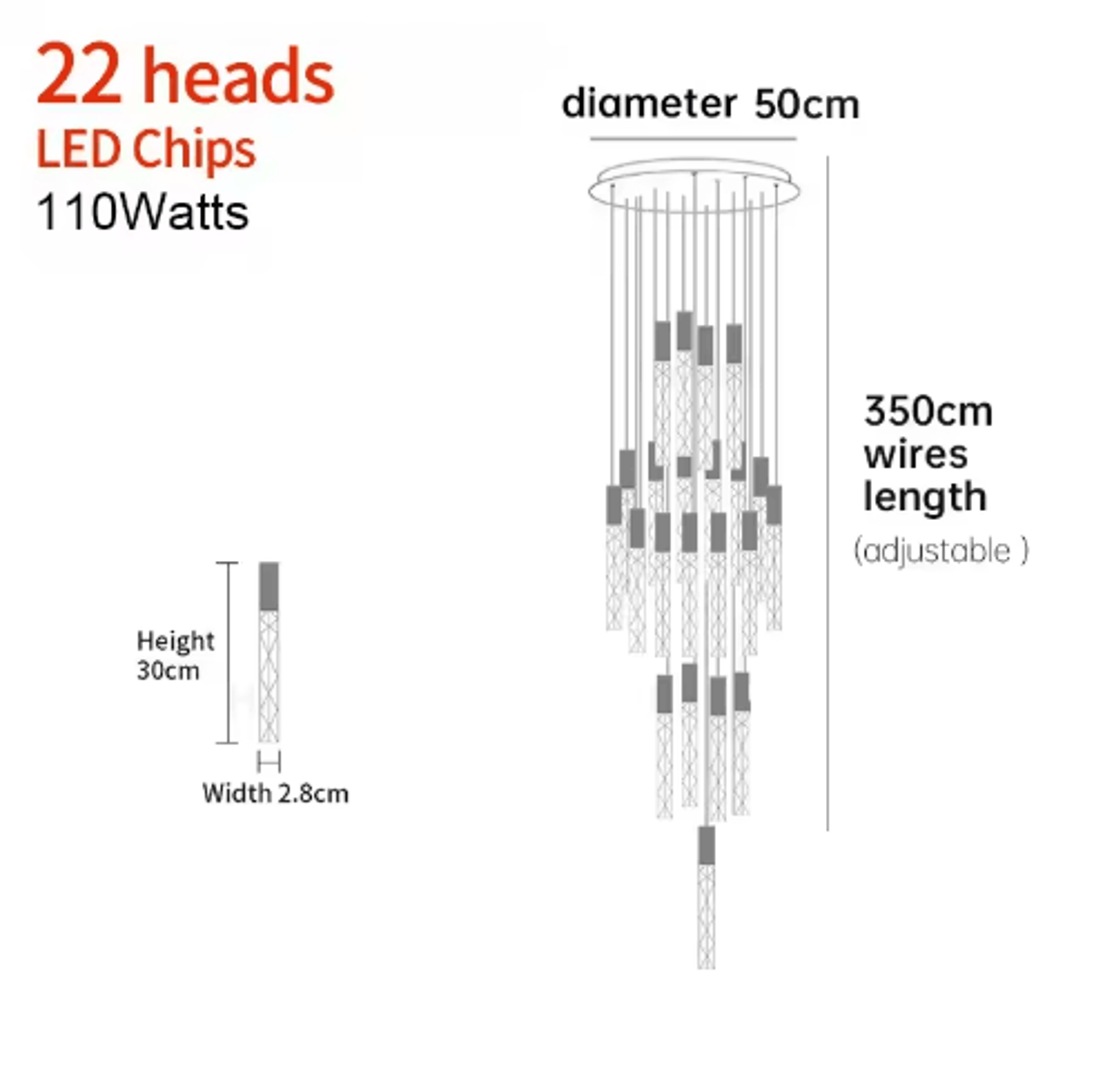 Luxury Crystal Spiral LED Chandelier  High Ceiling Staircase Pendant Light 7