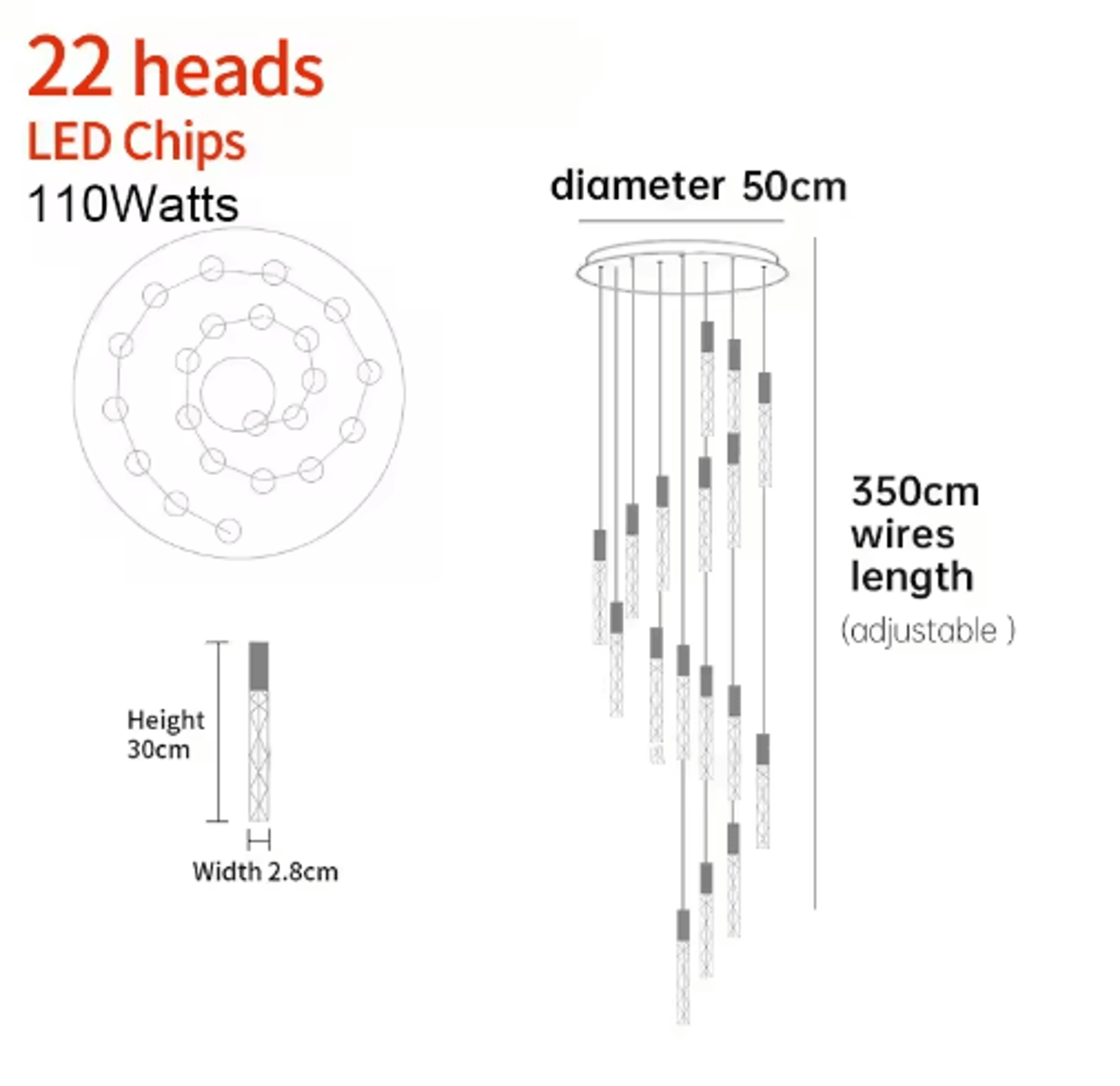 Luxury Crystal Spiral LED Chandelier  High Ceiling Staircase Pendant Light 6