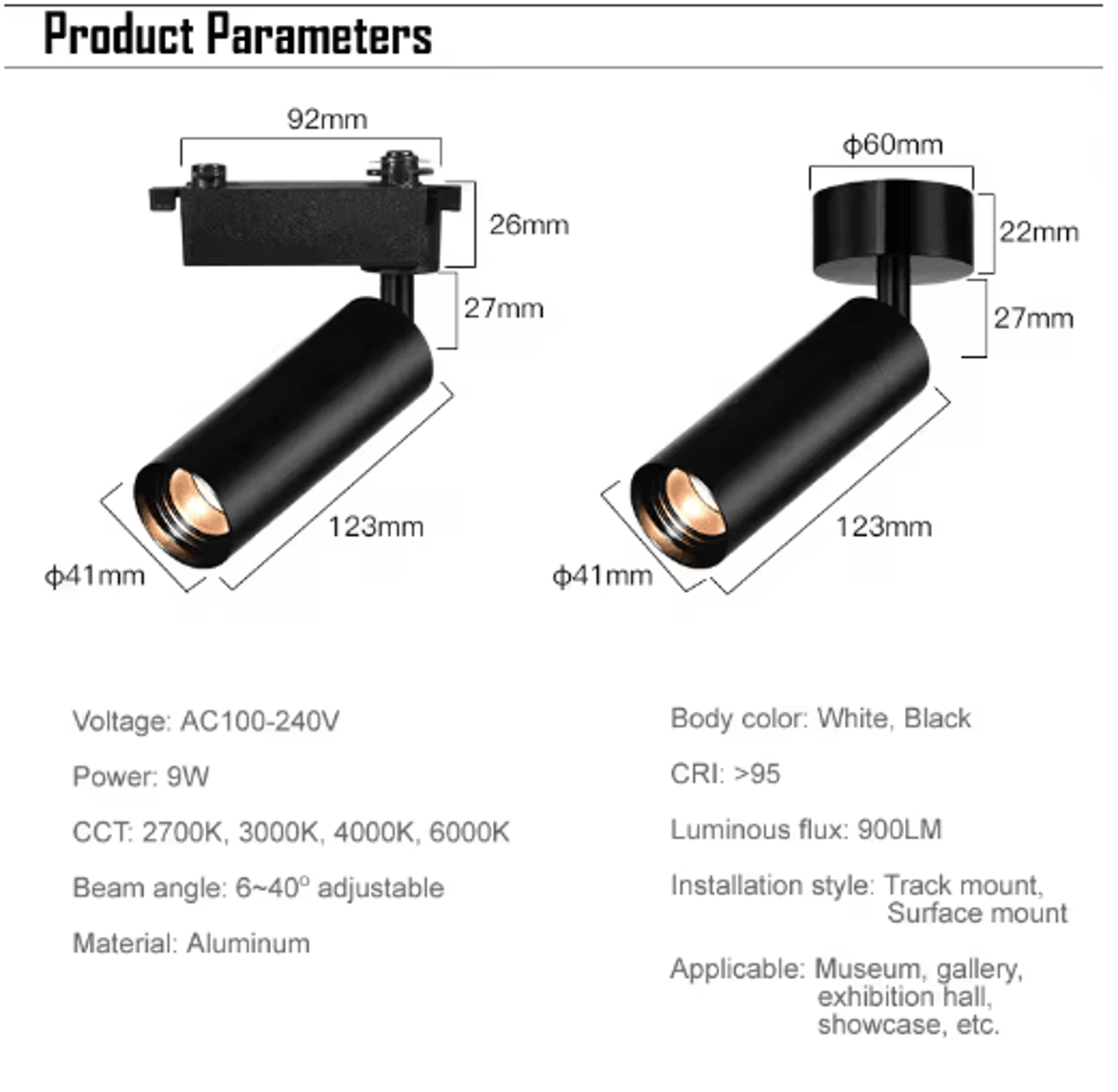Zoomable LED Ceiling Spotlight  Adjustable Surface Mounted Accent Light 2