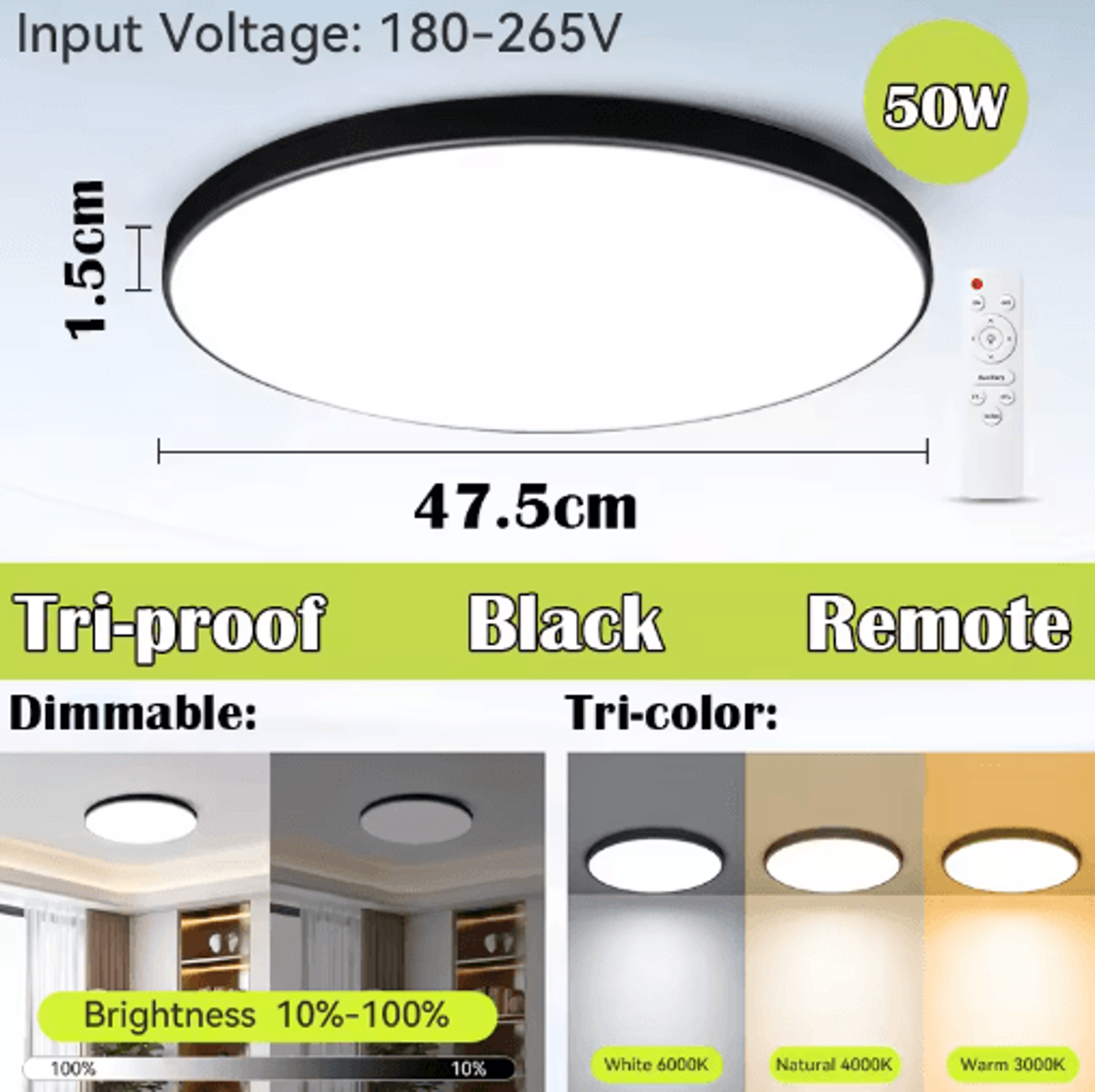 Modern RGB LED Ceiling Light  Dimmable Remote Control Lamp For Home 3