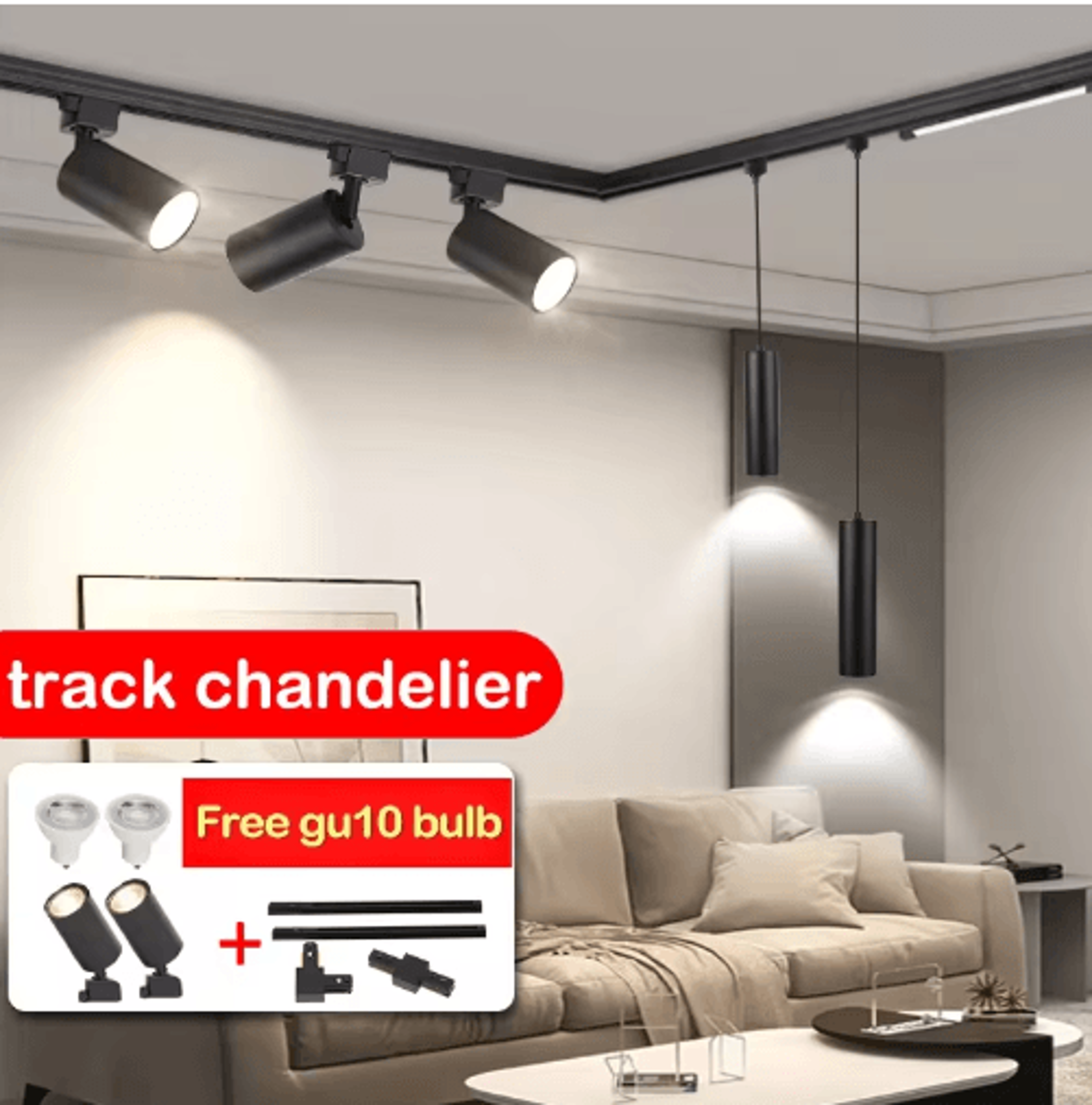 110V GU10 LED Track Lighting Set  Ceiling Rail Spotlights For Home  Shop 0