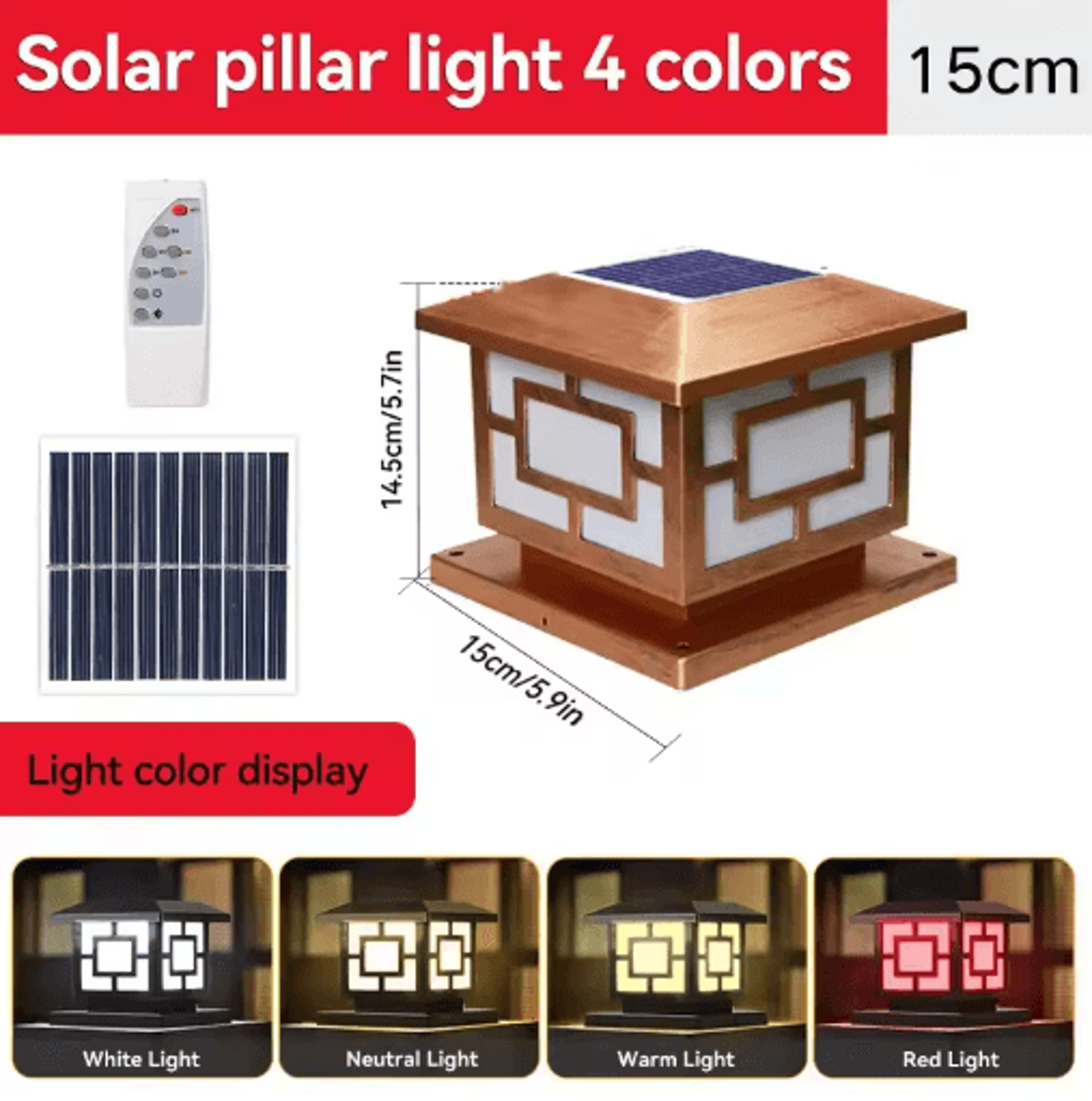 Outdoor Solar LED Pillar Light  4Color Waterproof Garden Lamp With Remote 8