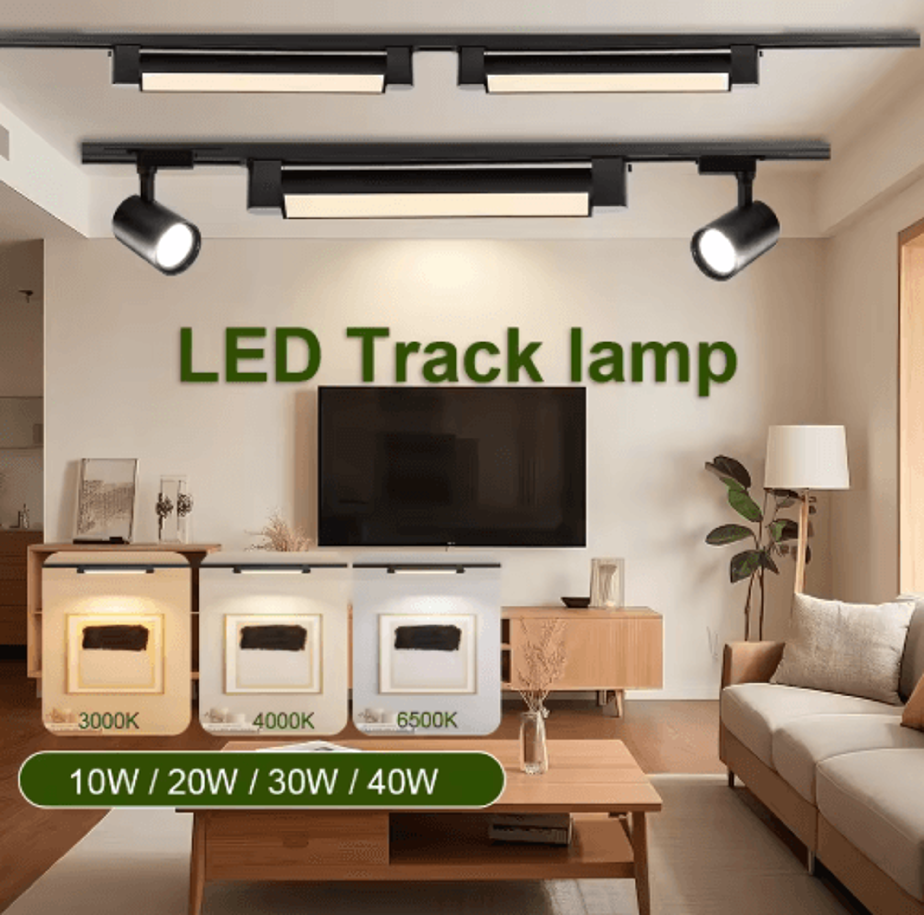 40W LED Track Spotlight  220V Ceiling Rail Floodlight For Home  Shop 0