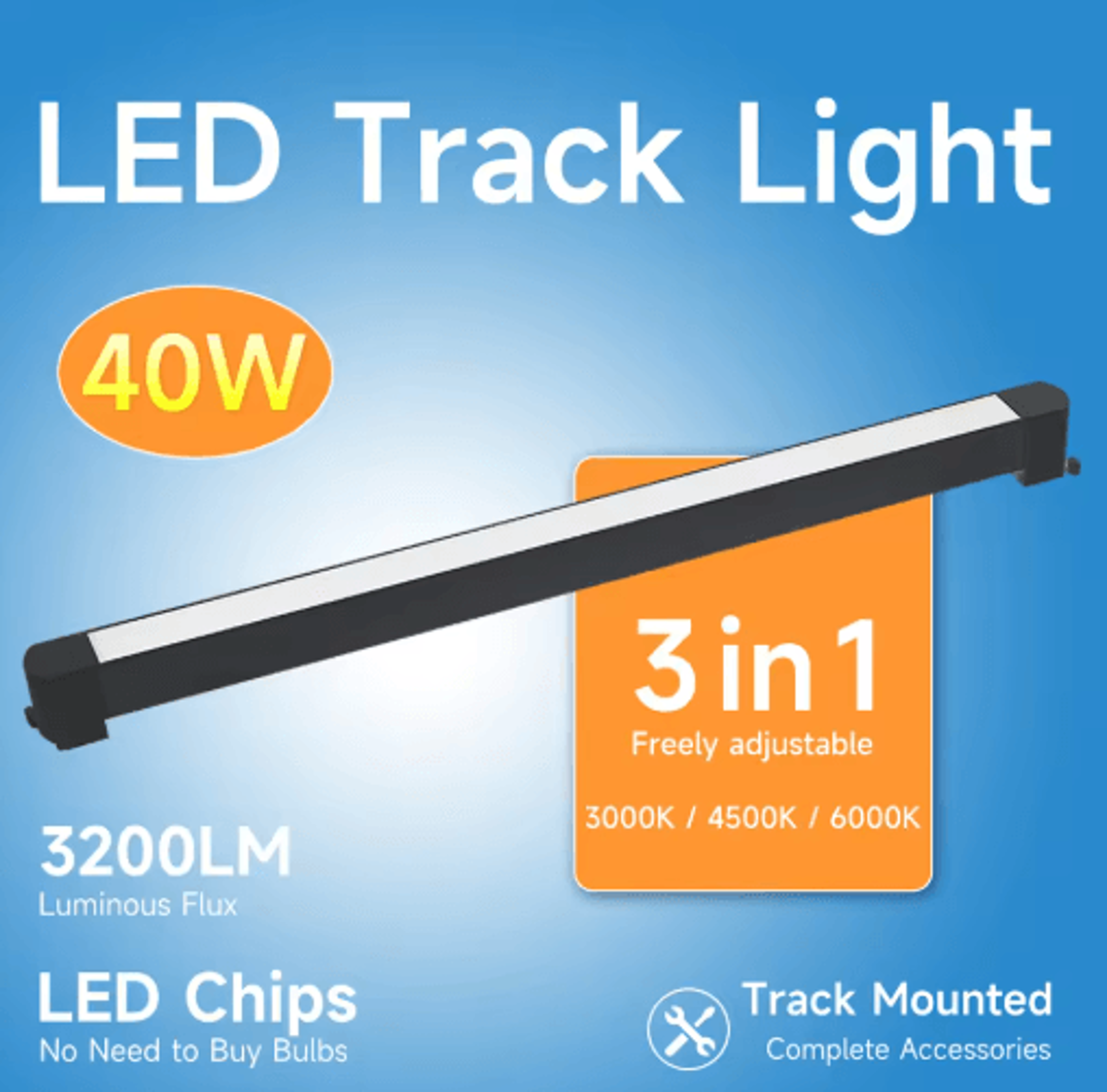 40W LED Track Spotlight  220V Ceiling Rail Floodlight For Home  Shop 10