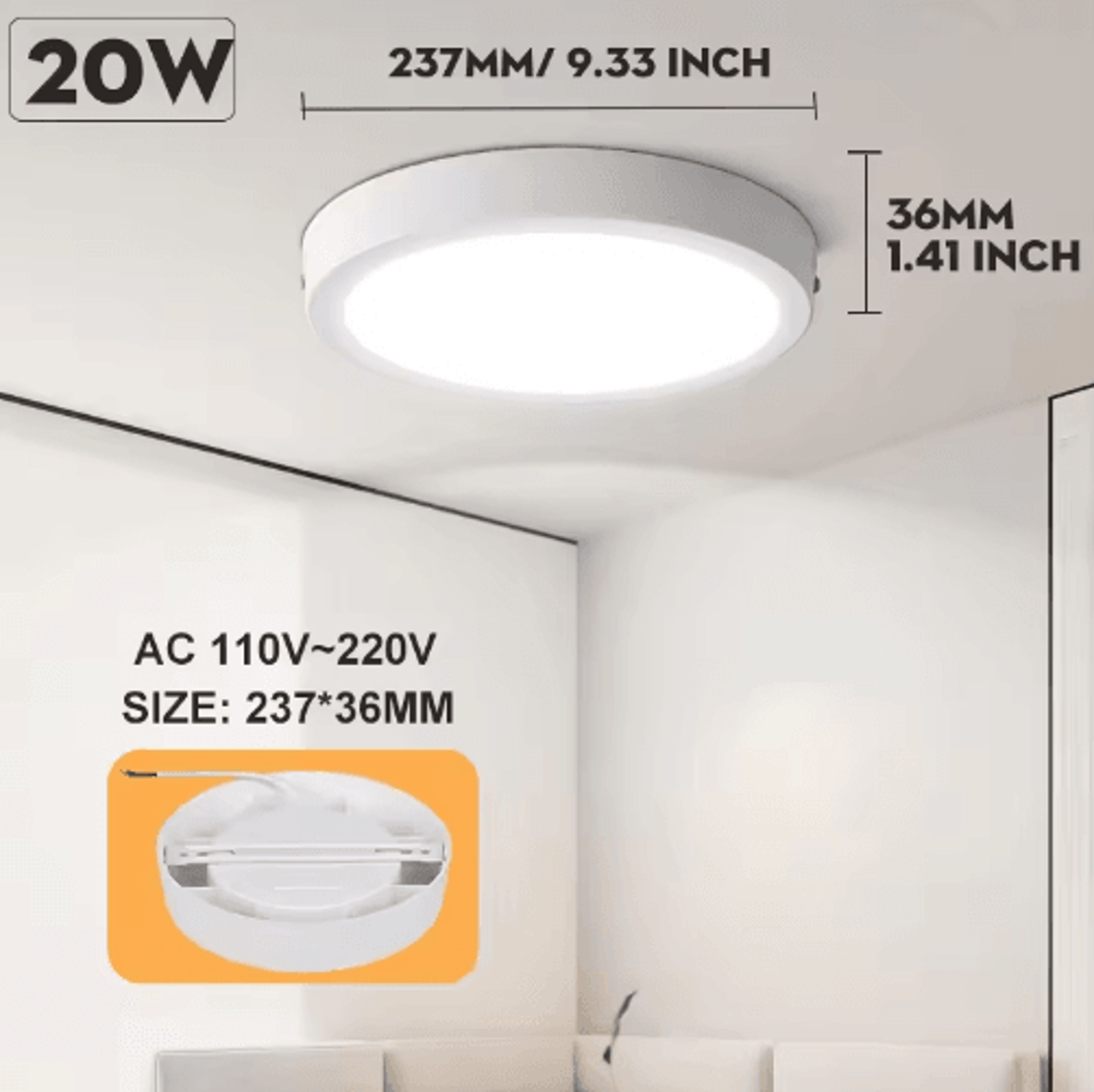 LED Industrial Work Light  110V220V Ceiling Panel Lamp For Workshops  Garages 4