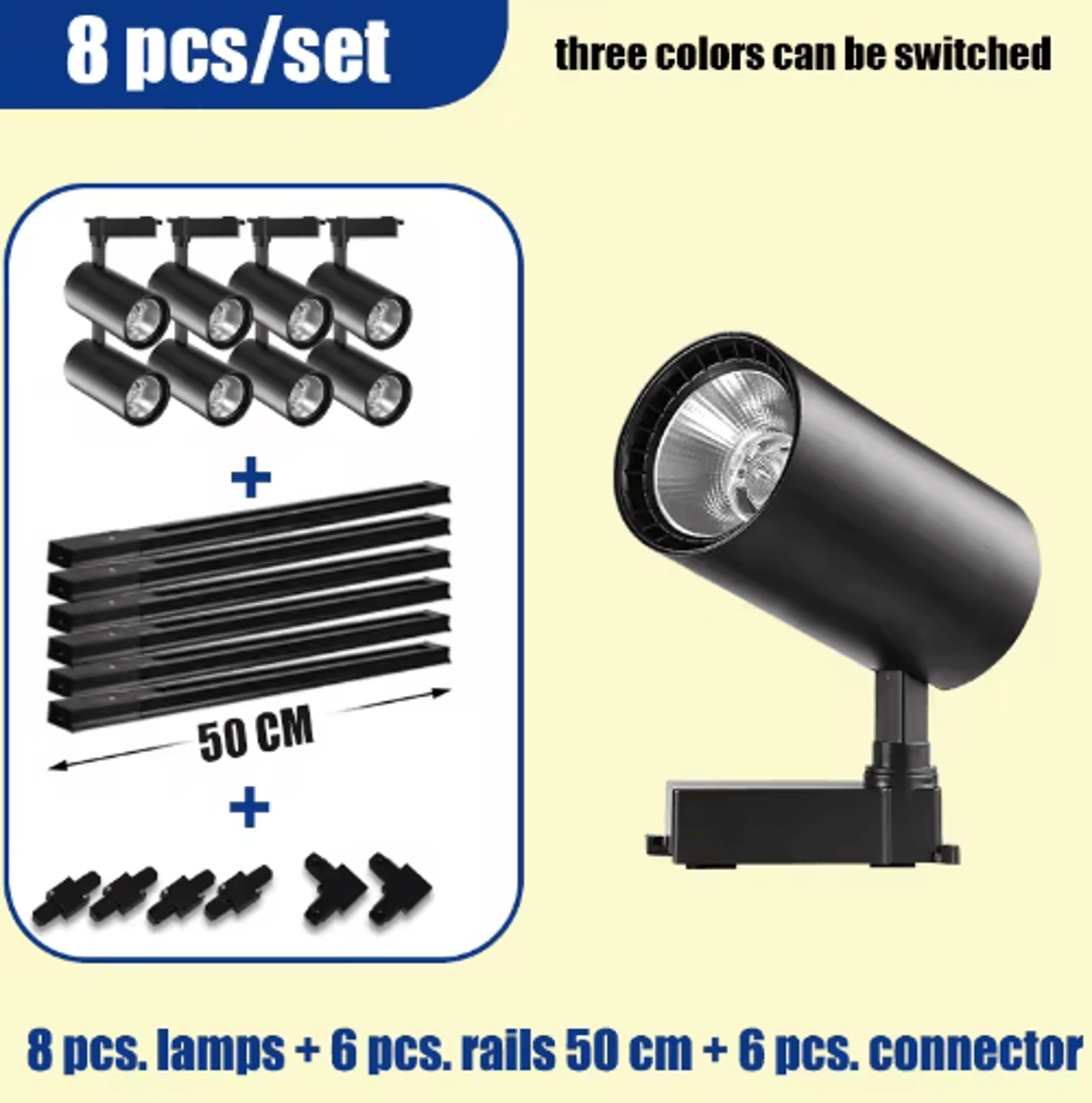 110V Tricolor LED Track Lighting Set  Ceiling Rail Spotlights For Home  Shop 4