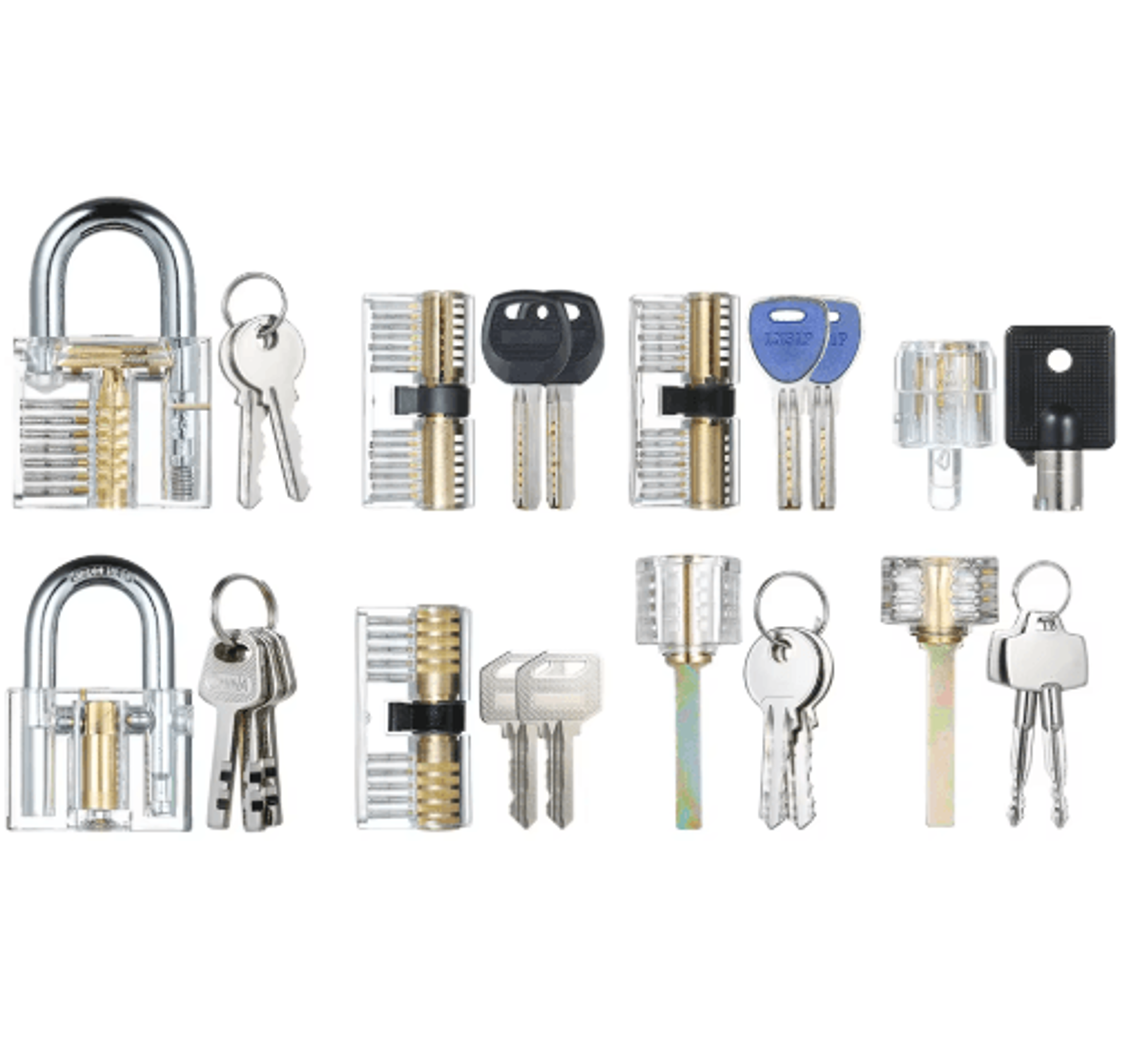 8PCS Transparent Practice Lock Set  Visible Locksmith Training Kit For Beginners 3